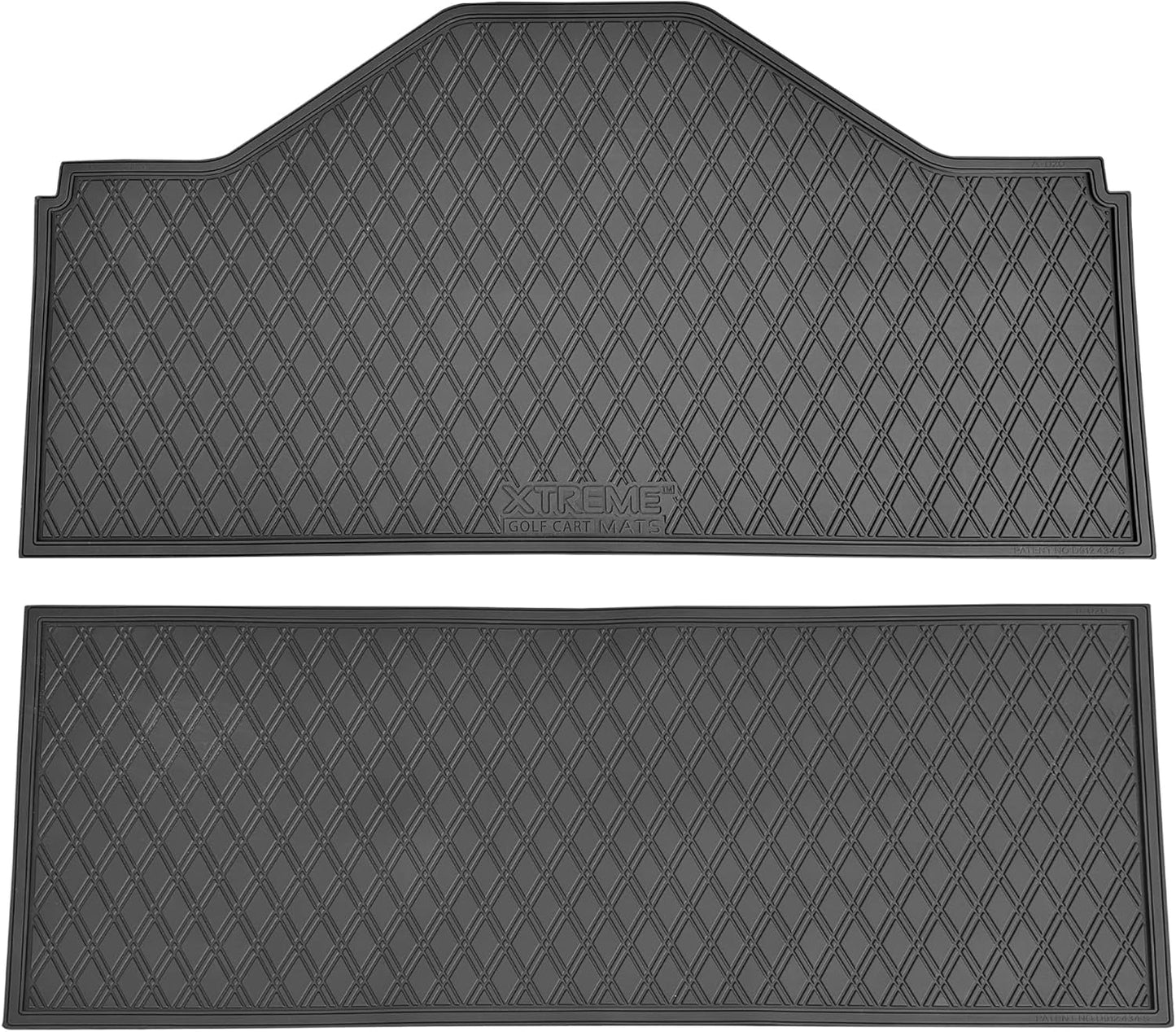 Xtreme MATS Evolution D5 Golf Cart Floor Mat Set- Rubber Double Diamond Design - Fits DMAX, GT 4 & 6, D5 4F (4 Forward Facing) Including Evolution Maverick and Ranger Trims (All Black)