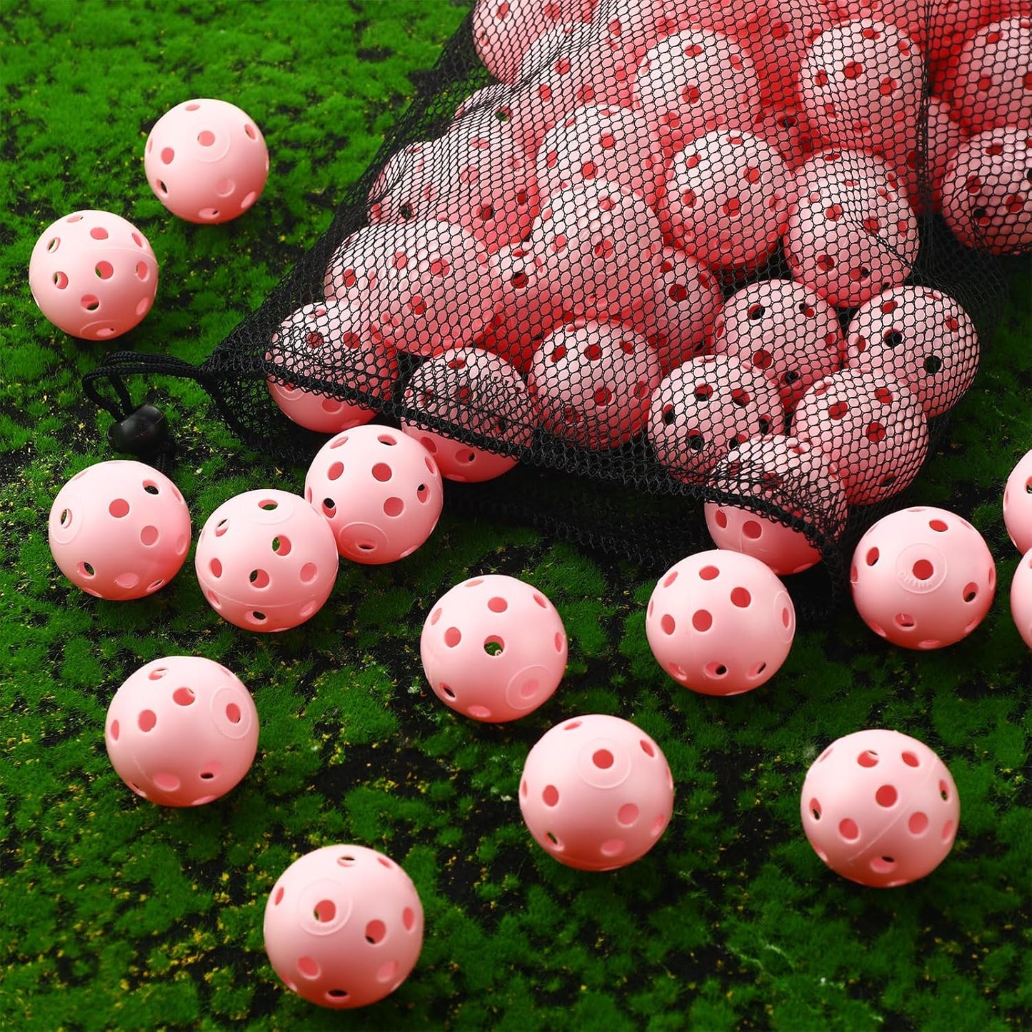 80 Pack Practice Golf Balls Limited Flight 42 mm Golf Training Airflow Hollow Plastic Ball for Women Men Indoor Outdoor Driving Range Swing Practice Home