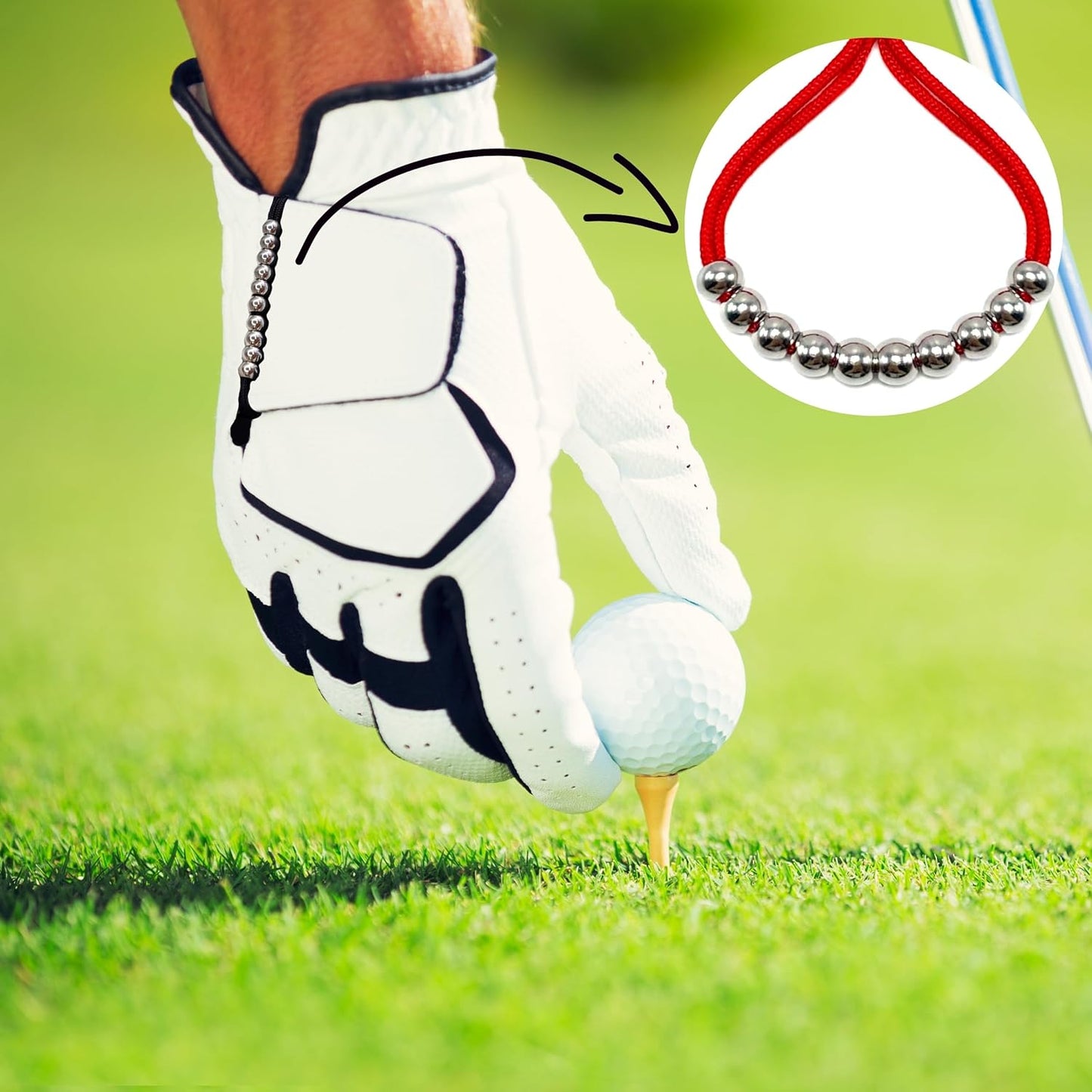 LAMIBEE Pack of 2 Golf Glove Bead Stroke Counter, 10 Stainless Steel Beads Score Counter for Gloves, Stroke Count Resizable Easy to Adjust Golf Round Scoring Tracker Accessory