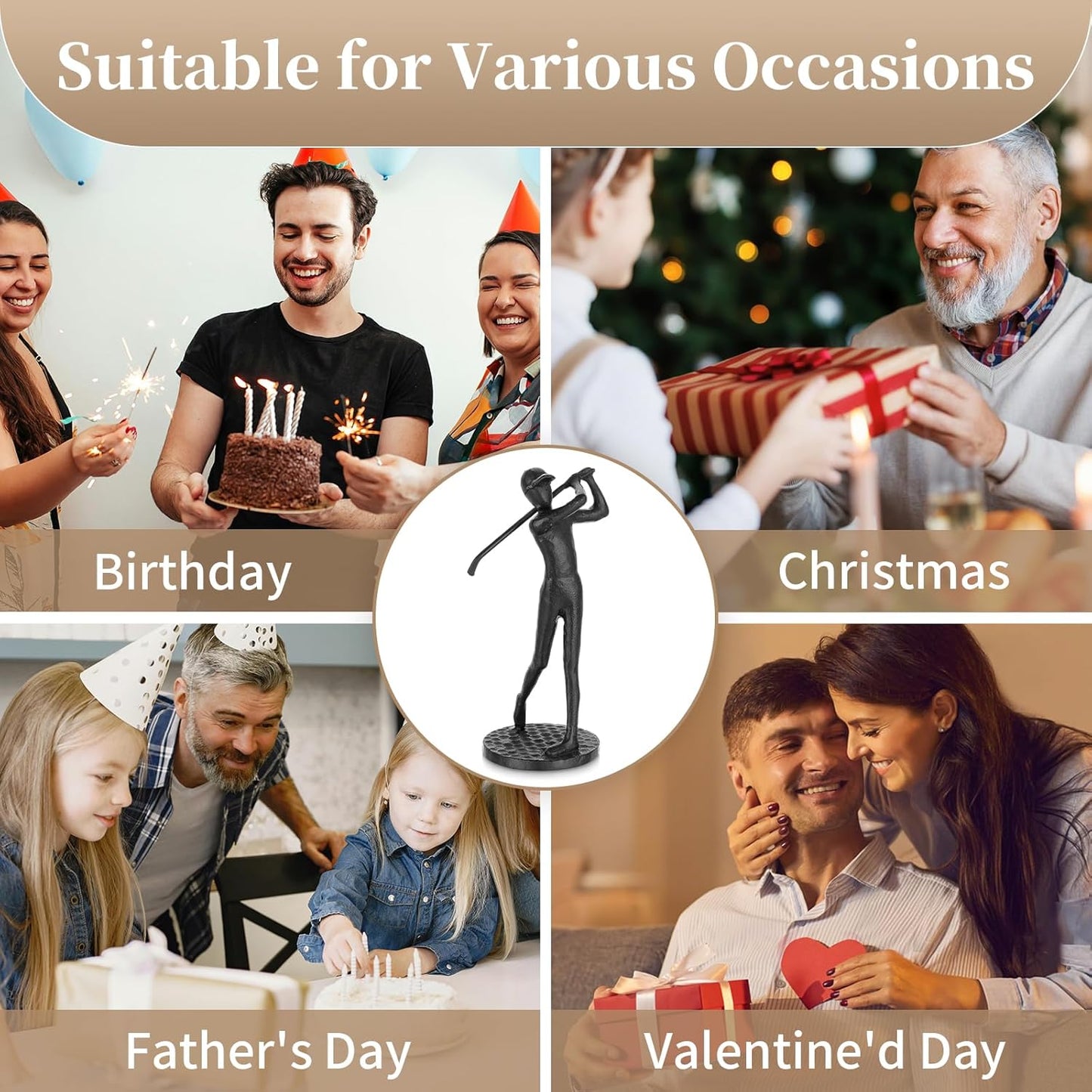 Sziqiqi Unique Golf Gifts for Men: Golf Gift for Dad Golfer Grandpa Boss Golf-Lover Son Friend Best Golf-Themed Gift for Christmas Valentines Birthday Fathers Day - Cool Golfer Statue for Him