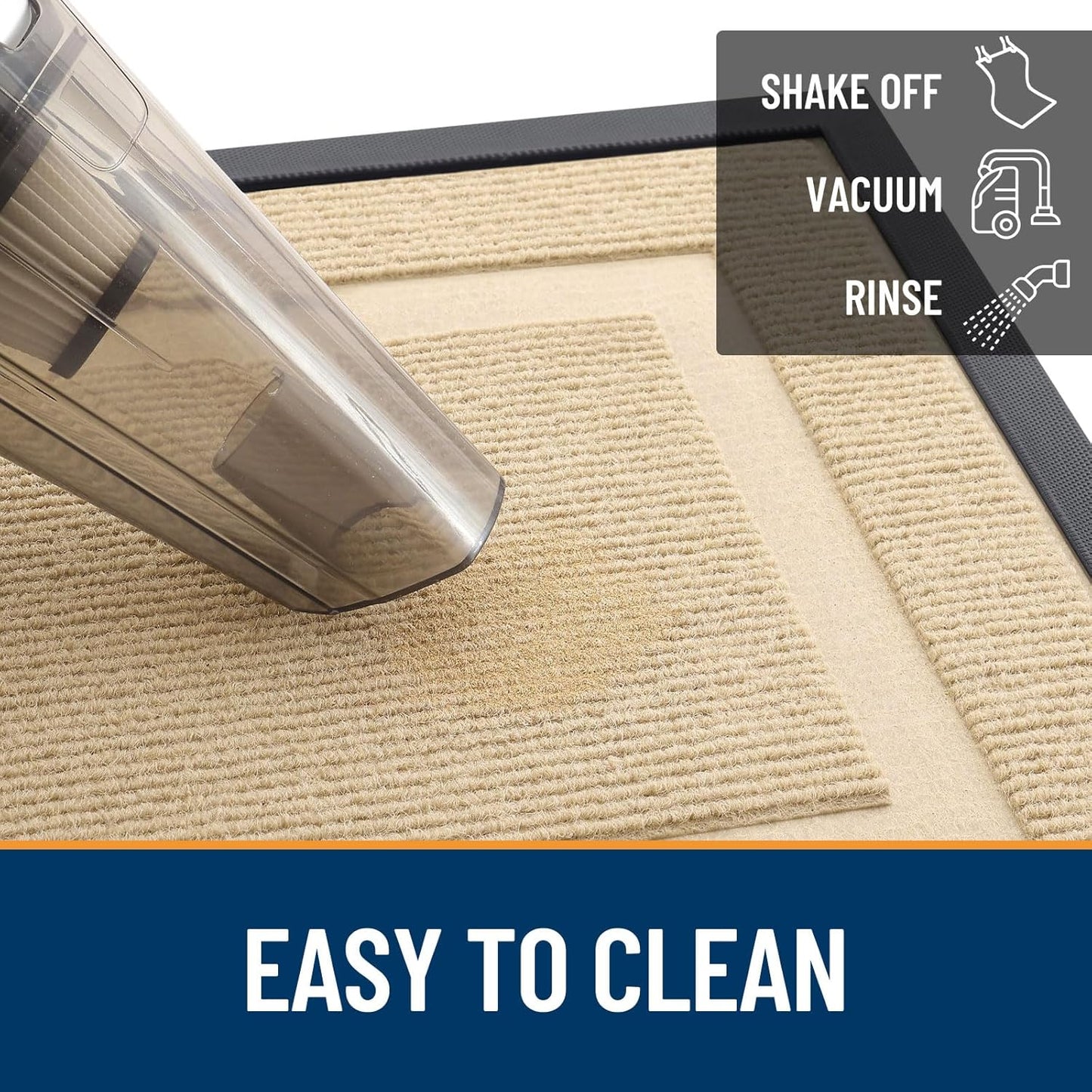 OLANLY Front Door Mat Indoor Outdoor Entrance, Waterproof All-Season, All-Weather Doormat, Sturdy Natural Rubber, Fade Resistant, Low Profile, Easy Clean Patio Porch Entryway Mat, 47x23, Beige