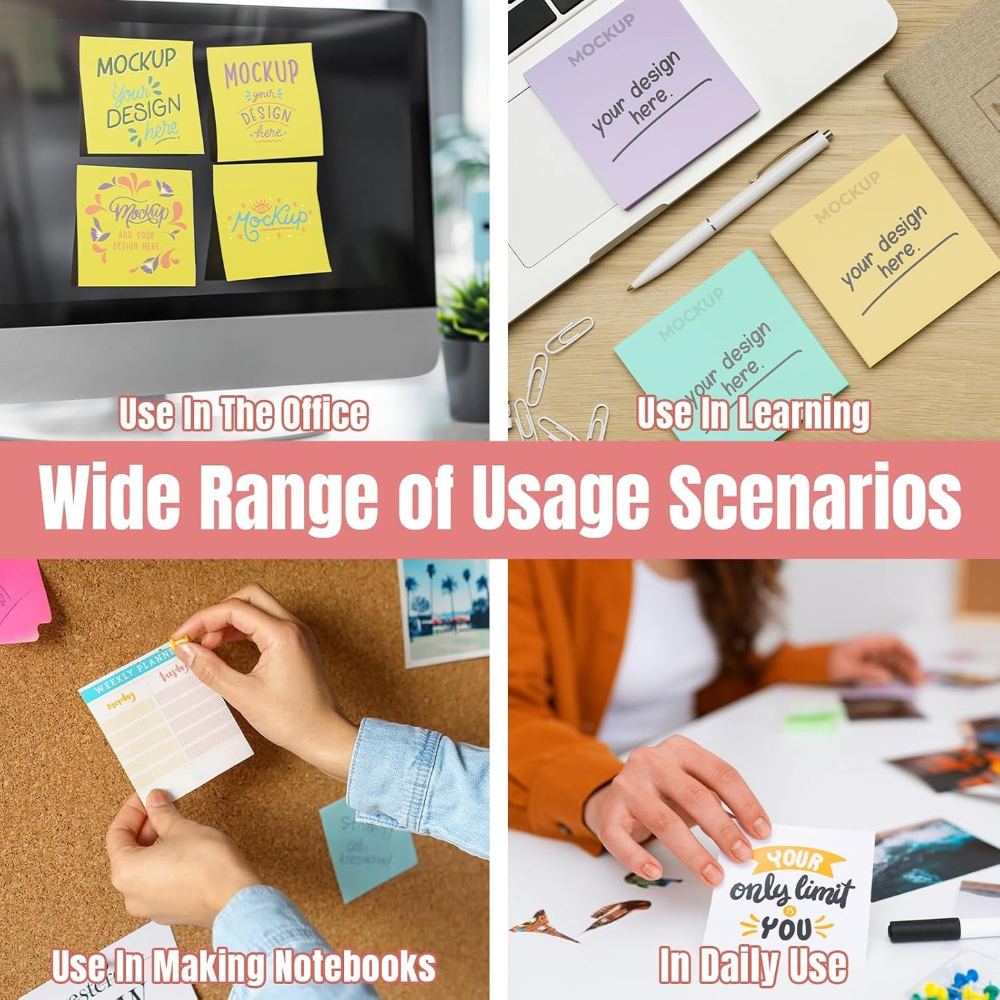 Bulk Personalized Sticky Notes 3"x3" – Custom Logo or Text Notepads, 50 Sheets per Pad, 2–100 Pack for Business Marketing, Office Supplies, Schools, Parties (Style 1)