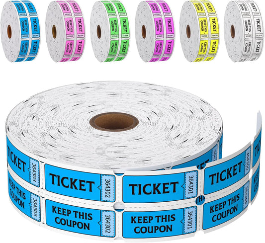 Fluorescence Raffle Tickets Double Roll 2000 Tickets Neon Blue 50/50 Tickets for Events, Entry, Class Reward, Fundraiser & Prizes