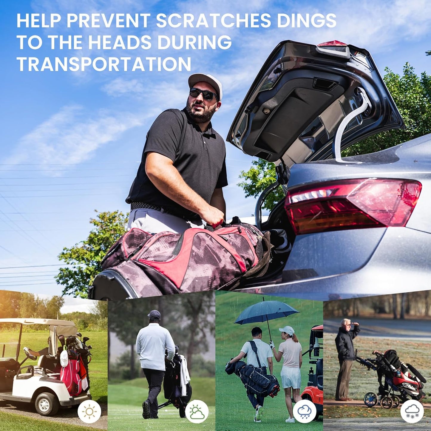 Golf Club Covers Iron Value 12 Pack Stylish Synthetic Leather Headcover, Embroidery Numbers Head Covers Universal Protector Fit Main Iron Wedge Clubs, Accessories Travel for Men Women