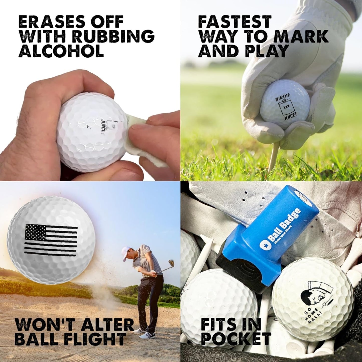 Ball Badge - Golf Ball Stamp (The Golf Series), Golf Ball Marker, Reusable Golf Ball Marking Tool to Identify Golf Balls