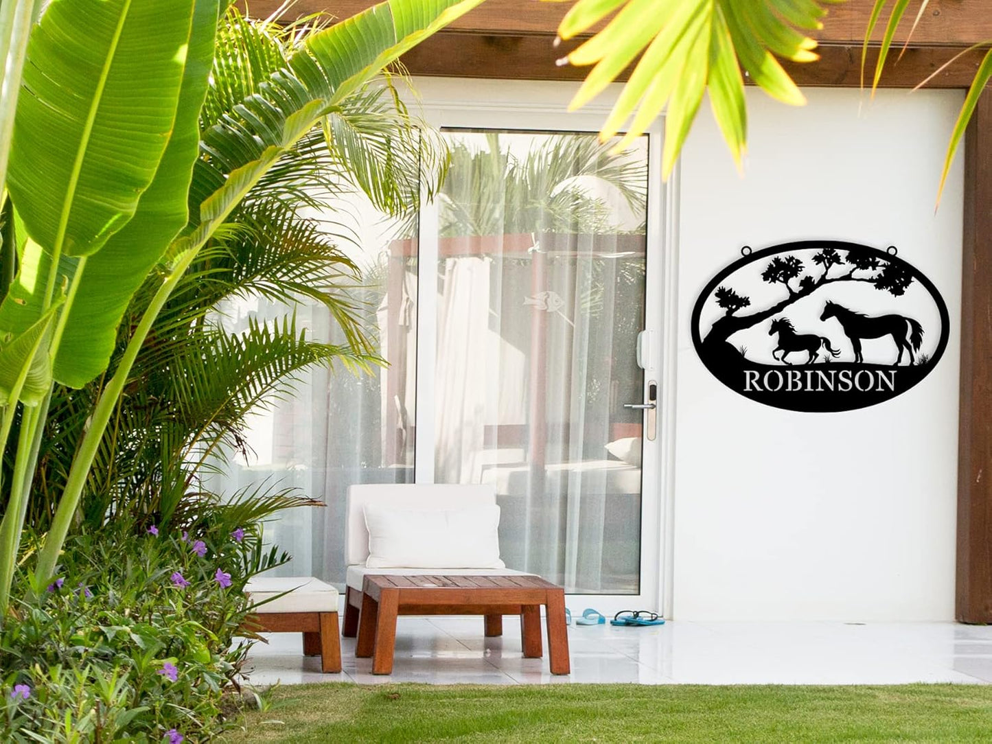 Custom Running Horses Metal Sign, Personalized Horse Farm Sign, Unique Metal Wall Art, Custom Farm Name Signs, Personalized Family Signs