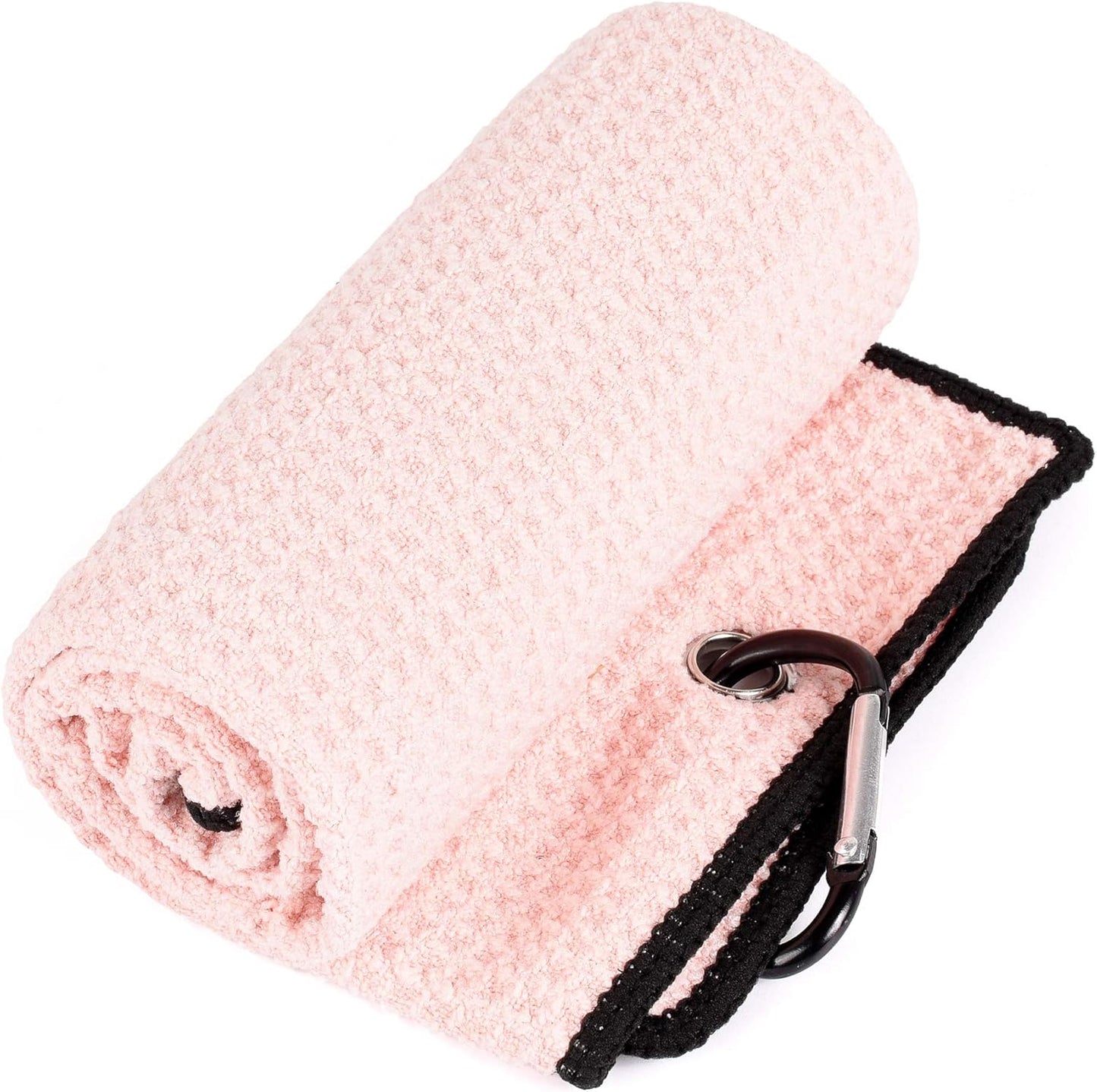 Mile High Life Microfiber Waffle Pattern Golf Towel | Club Groove Cleaner Brush | Foldable Divot Tool with Magnetic Ball Marker (Pink Towel/Brush/Fish Divot)