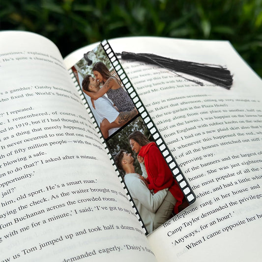 Custom Bookmarks with Tassel and Gift Box Metal Photo Bookmark Personalized with Picture and Text (2 Photos)