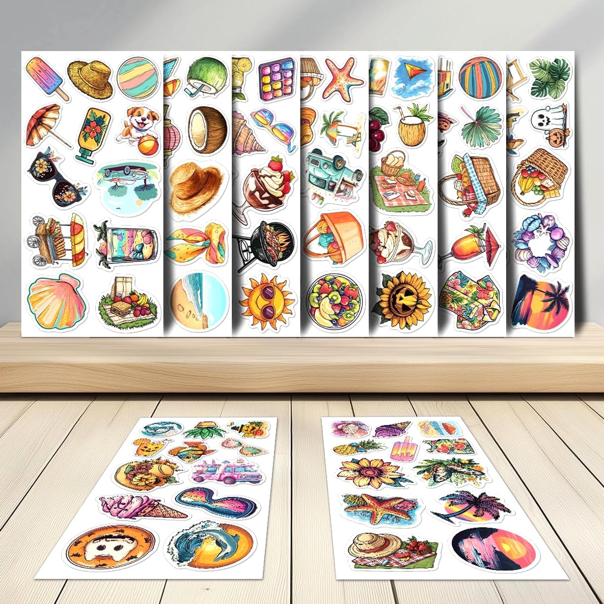 108 PCS Summer Stickers Pack, Waterproof Vinyl Decals for Laptop, Water Bottles, Skateboard, Phone, Beach Vacation Themed Decorative Stickers for Kids, Teens, Adults, Tropical