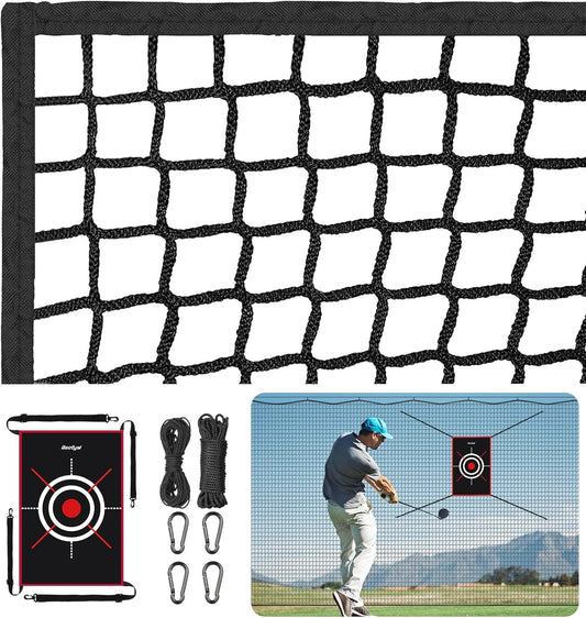 Golf Netting 7Ft,10Ft,15Ft,20Ft Golf Practice Net for Garage, Sport Practice Barrier Net, Heavy Duty Nylon Sport Netting Golf Hitting Net for Baseball, Hockey, Soccer, Tennis DIY Ball Net for Backyard