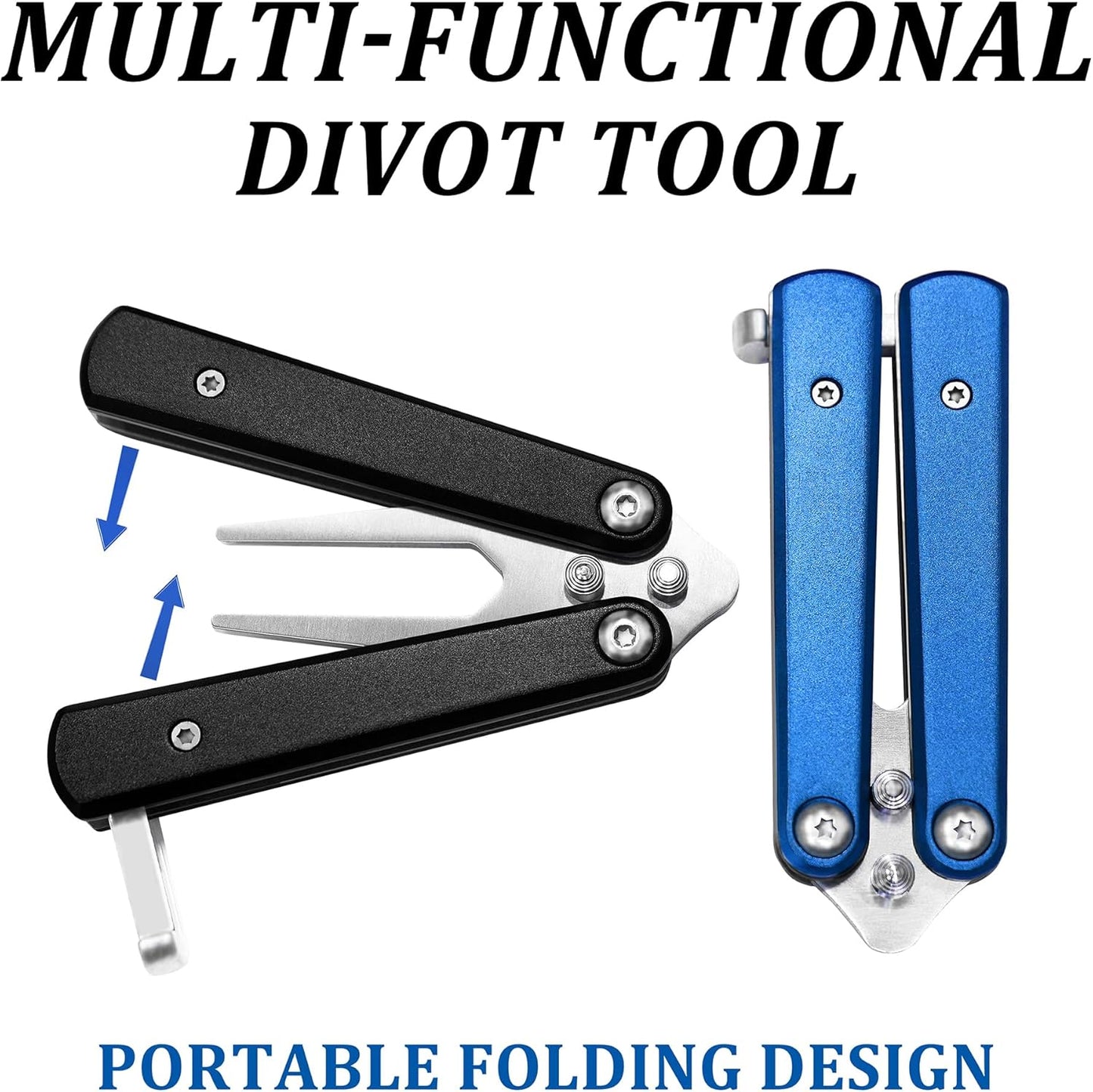 Golf Divot Repair Tool, Stainless Steel Foldable Divot Tool & Golf Divot Tool with Bottle Opener, Golf Accessories for Men and Women