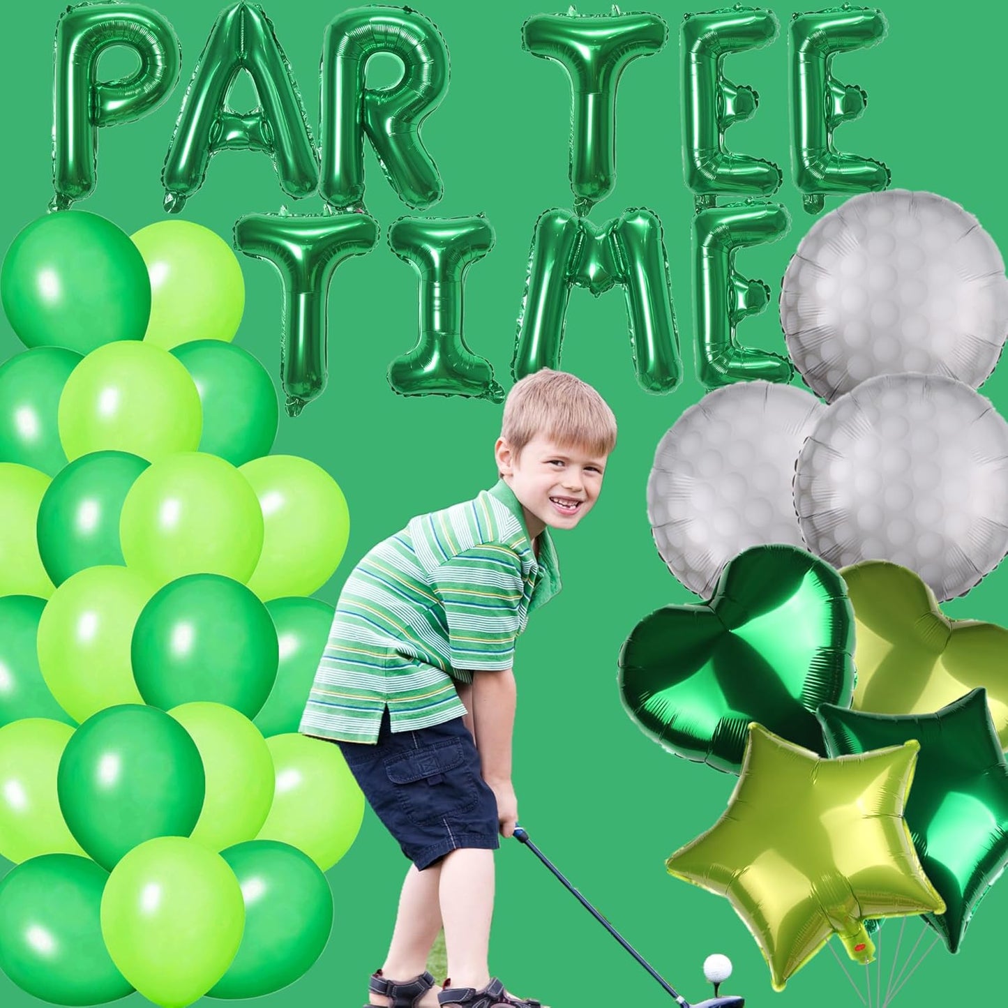 Let's Partee Time Golf Party Decorations Golf Balloons Banner Men Boys Party Balloons Decoration Sport Themed Party Supplies Green Balloons for Birthday Baby Shower Retirement Party