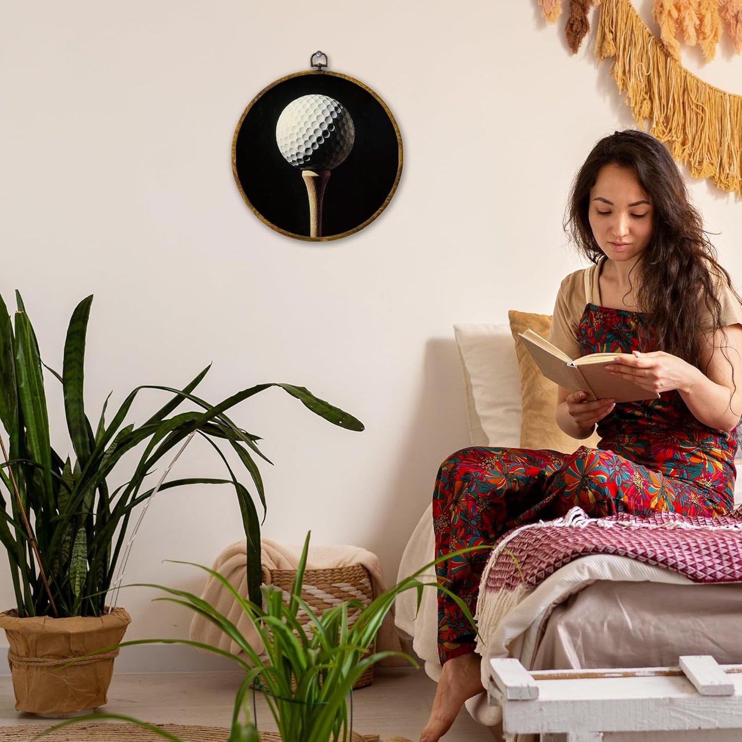 Vintage Golf Wall Art Decor, Golfing Gifts Framed Canvas Prints 10x10, Rustic Retro Classic Golf Ball Round Wall Hanging Artwork Decorations for Home Bedroom Gym Man Cave Sport Room