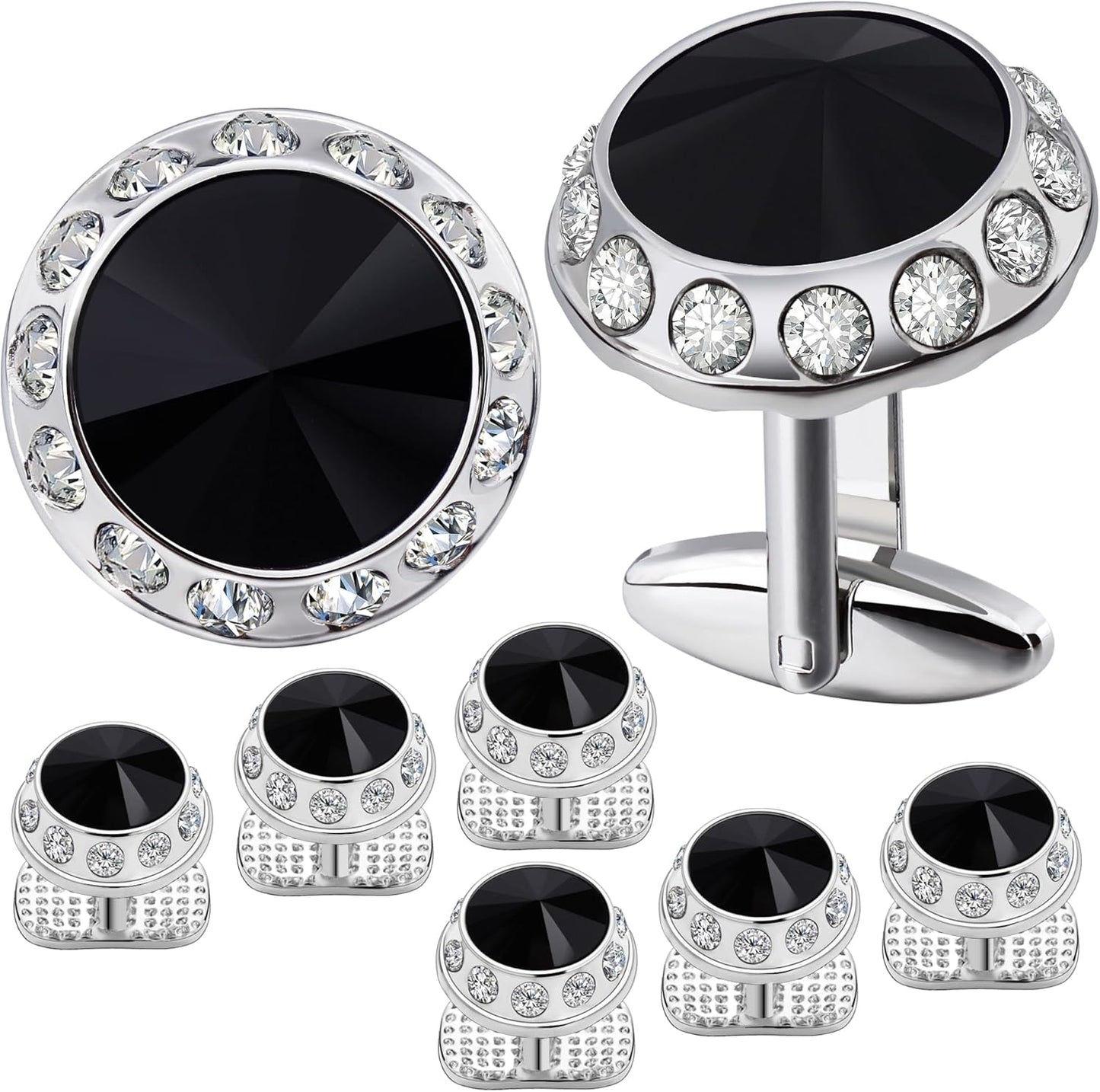 HAWSON Birthstone Tuxedo Studs and Cufflinks Set for Men's Suit Tuxedo Formal Dress Shirt Wedding Business Party Accessories