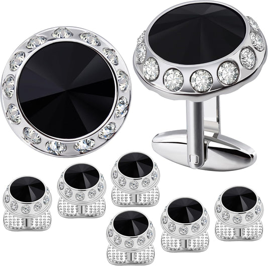 HAWSON Birthstone Tuxedo Studs and Cufflinks Set for Men's Suit Tuxedo Formal Dress Shirt Wedding Business Party Accessories