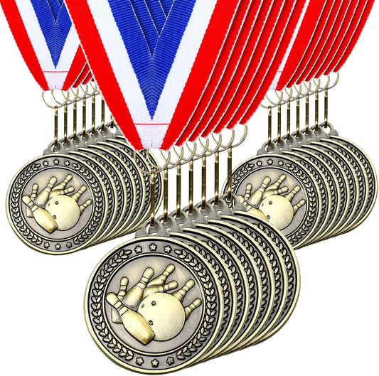 Remuuly 30 Pcs Gold Medals Bulk 2'' Basketball Soccer Baseball Volleyball Football Lacrosse Kickball Cheer Bowling Trophy Medals for Awards for Sports Participation Winner Gift