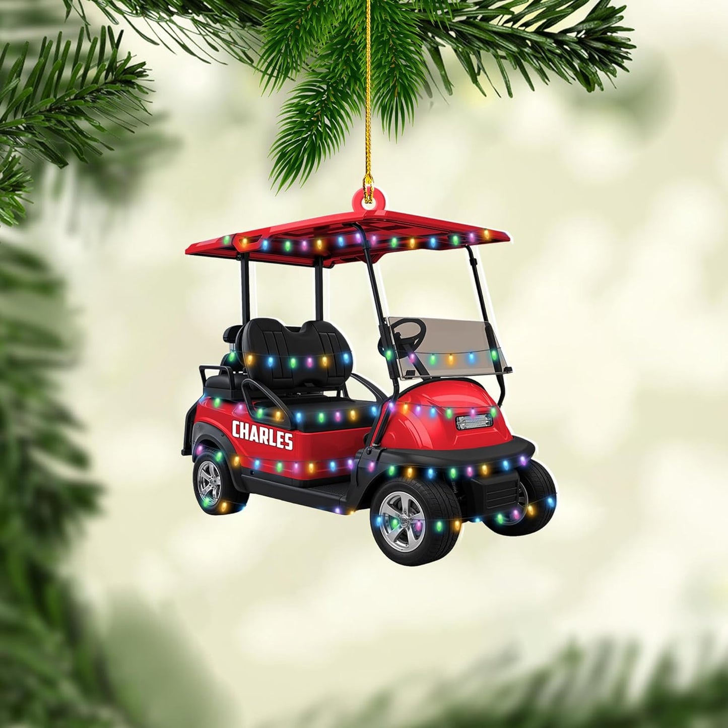 Personalized Golf Ornaments for Christmas Tree 2025 Custom Golf Christmas Ornament Golfing Bag Ornament Sports Golf Cart Ornaments Gift for Golfer Bag Golfing Lovers Hanging Decoration (G18)