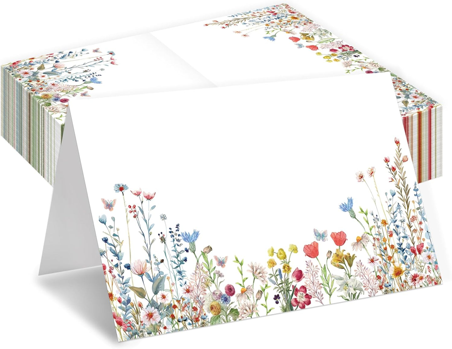 Wildflowers Place Cards, Floral Table Place Card For Table Setting, Name Card For Birthday Party Wedding Reception Bridal Shower, 25 Cards Included -18