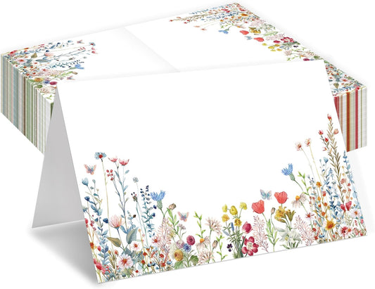 Wildflowers Place Cards, Floral Table Place Card For Table Setting, Name Card For Birthday Party Wedding Reception Bridal Shower, 25 Cards Included -18