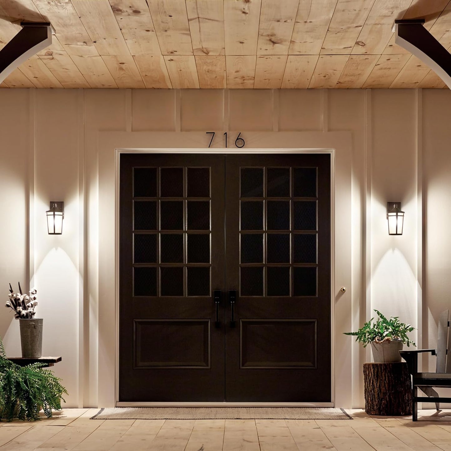 Kichler Atwood 11" Outdoor Wall Light with Light Umber Mist Glass and Brown Stone, 1-Light Exterior Wall Sconce, (11" H x 6" W), 49071BST, White