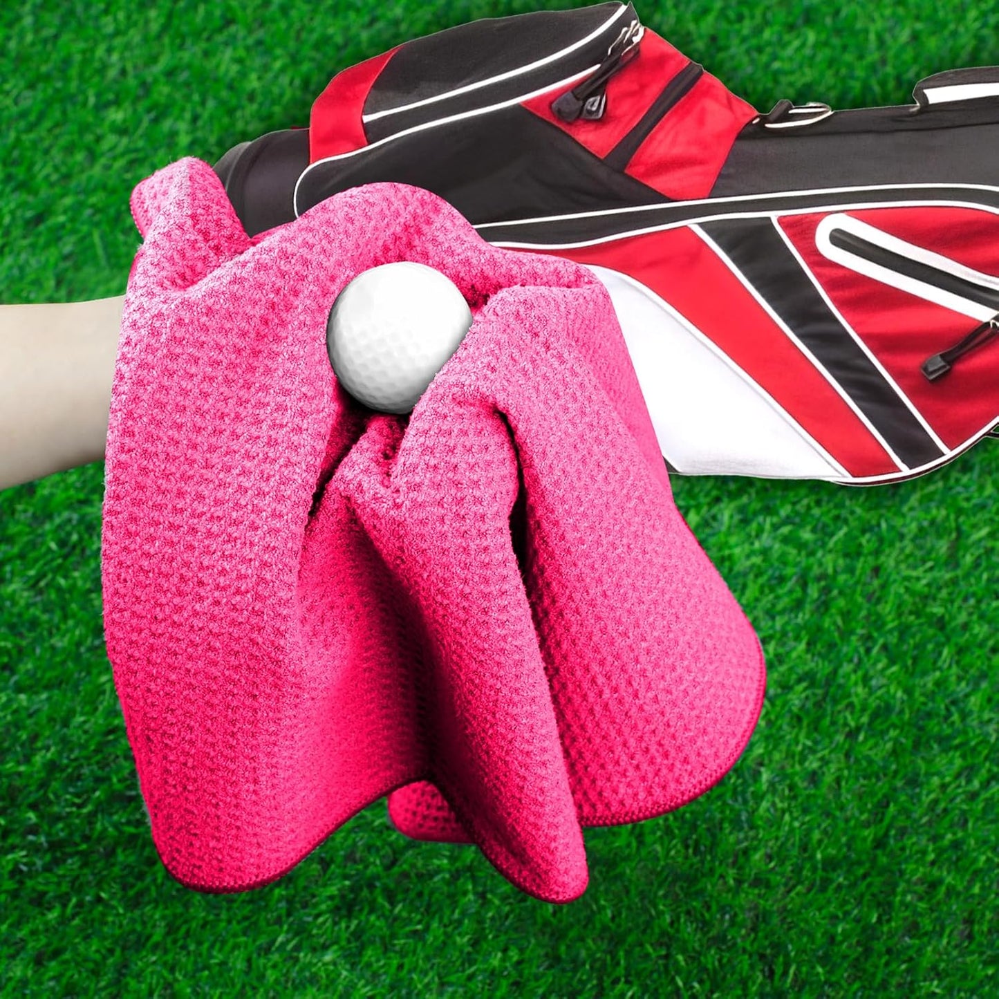 3 Pack 16" X 16" Golf Towels for Golf Bags, Premium Waffle-Pattern Golf Towel with Carabiner Clip, Super Absorbent Microfiber Towel, Best Golf Gift for Golf Accessories. 3 Pcs ElegantGreen Colors