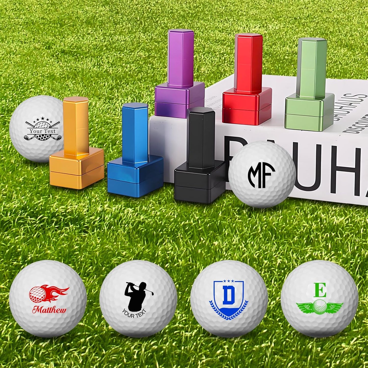 Personalized Custom Golf Ball Stamp Markers with Ink Customized Logo Monogram Name Golf Ball Stamper for Golfer Husband Boyfriend Dad Gift Reusable Your Own Golf Ball Stamps