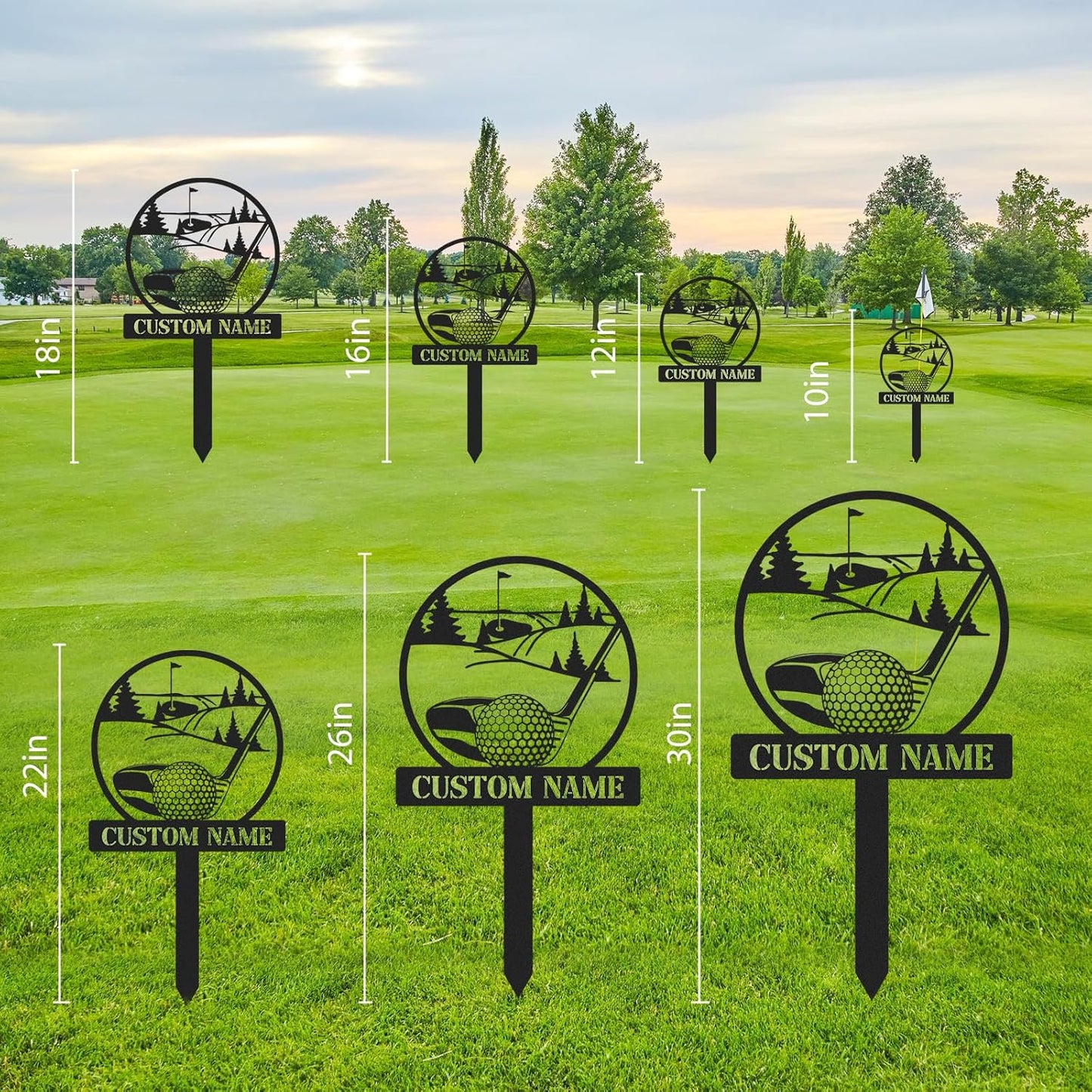 Personalized Golf Tee Garden Sign, Golf Memorial Stake, Custom Name Sign, Lawn Patio Golf Course Decorations Outdoor, Metal Yard Art, Rustic Sporting Garden Decor, Personalized Golf Gifts Color05