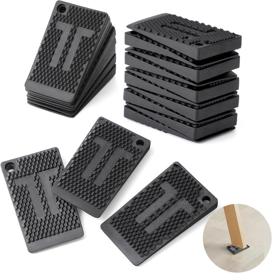 Furniture Levelers Pads,20 Pack Flexible Rubber Table Leveling Shims for Home Improvement - Level Wedges,Cabinet Shims、Chair Shims、Table Leg Leveler, Waterproof Non-Slip, Stackable(Black)