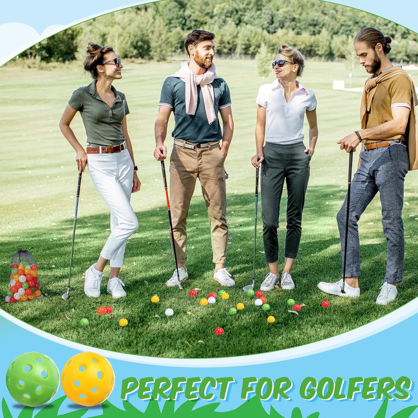 80 Pack Practice Golf Balls Limited Flight 42 mm Golf Training Airflow Hollow Plastic Ball for Women Men Indoor Outdoor Driving Range Swing Practice Home