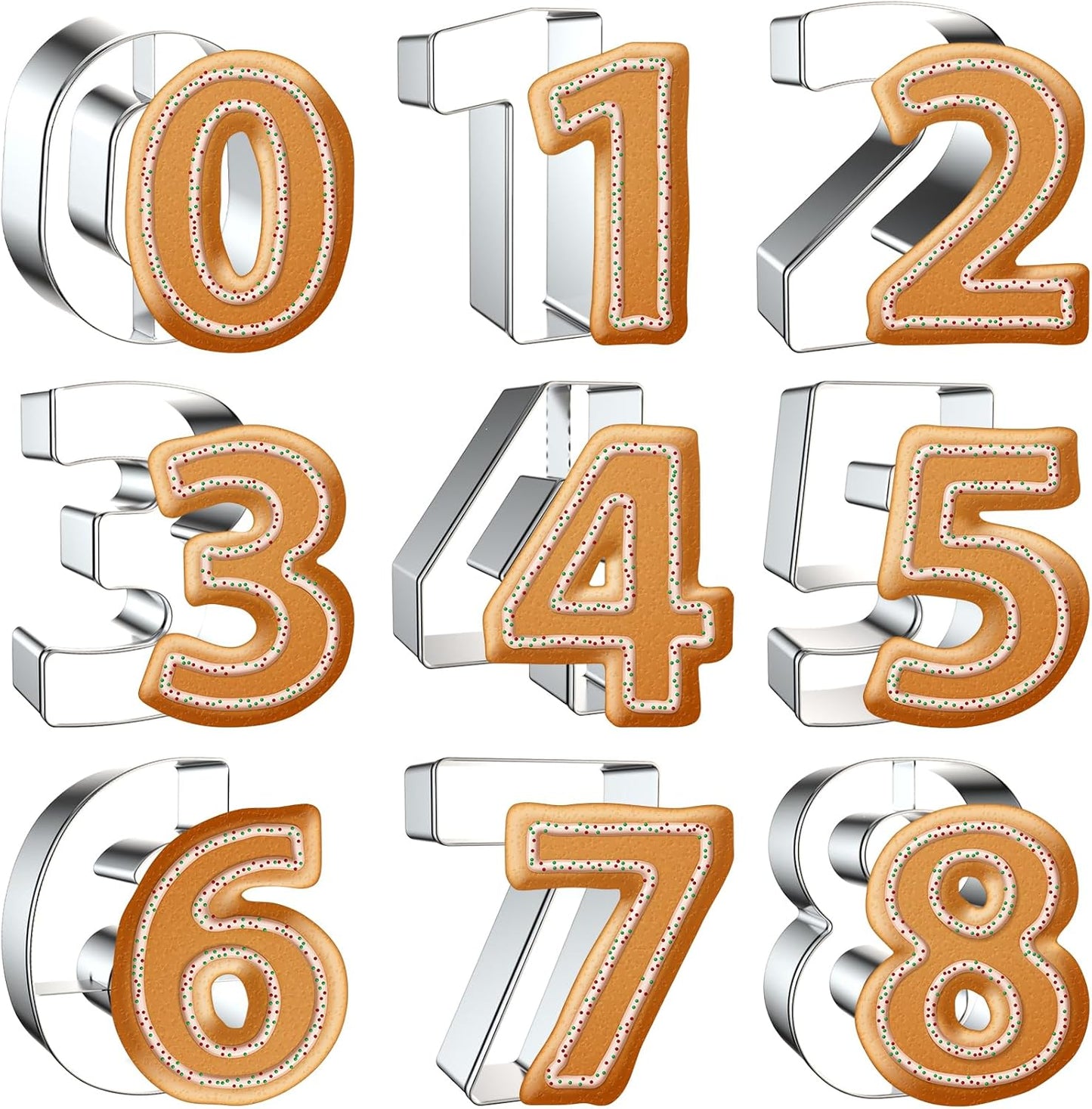 Number Cookie Cutter Set 3 Inch - 9 Pcs Xzhloym Cookie Cutters Shapes - Stainless Steel