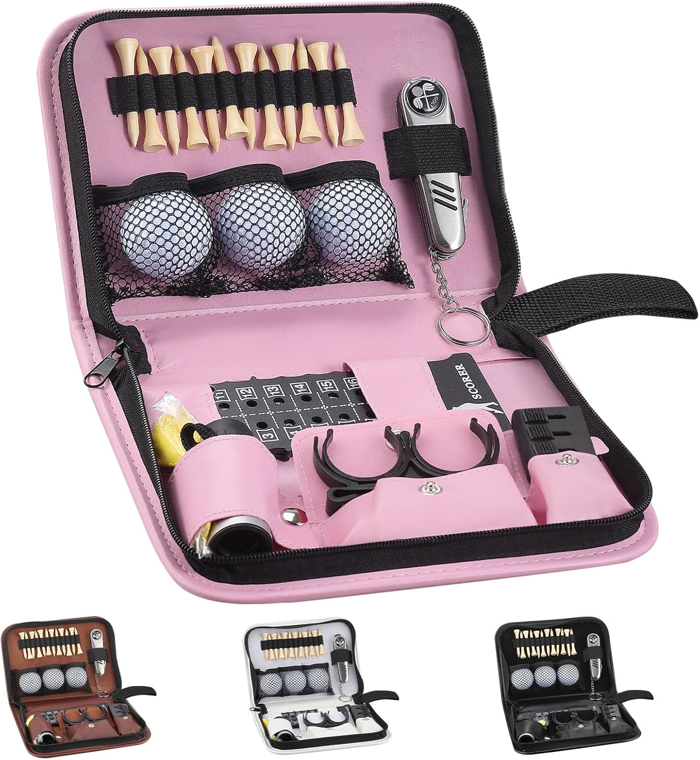 Golf Gifts for Men and Women,Golf Accessories Set with Hi-End Case,Golf Balls,Golf Tees,Golf Multifunctional Divot Tool,Rangefinder Golf Brush,Golf Scorer，Golf Ball Clamp