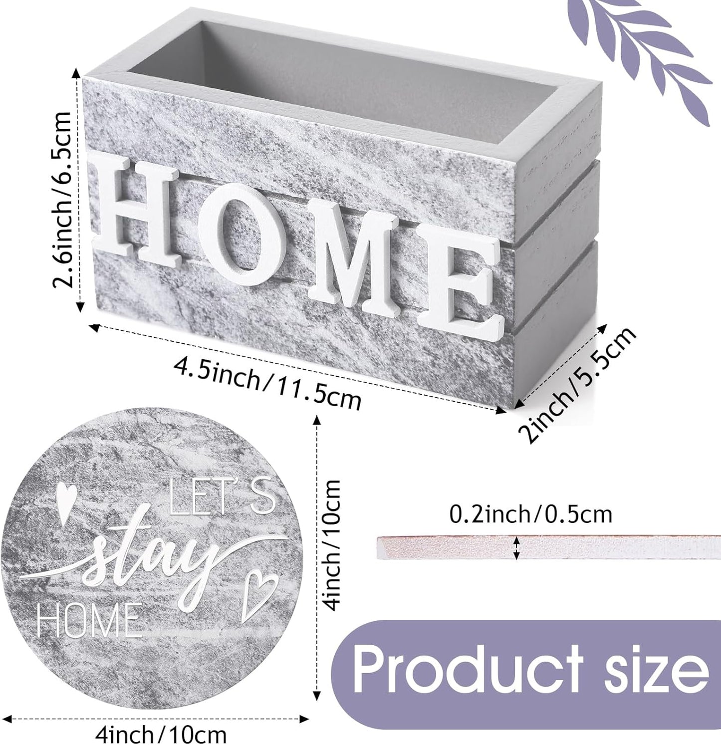 Queekay Housewarming Gifts for Home Decoration Wooden Heart Coasters for Drinks 6 Set Farmhouse Coasters with Holder Funny for Family Coffee Table Protection, 4''(Gray Marble)