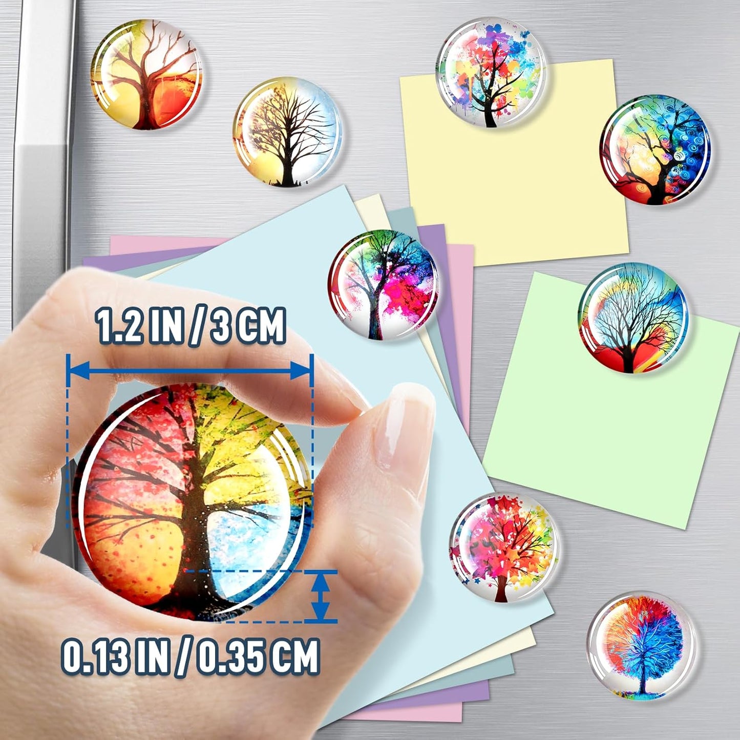 FIDNMAG Glass Fridge Magnets, Strong Magnets Refrigerator, Decorative Magnet for Fridge, Glass Refrigerator Magnet Cute for Office, Locker, Whiteboard, Home, Kitchen, Adults, Fun, Pack of 12