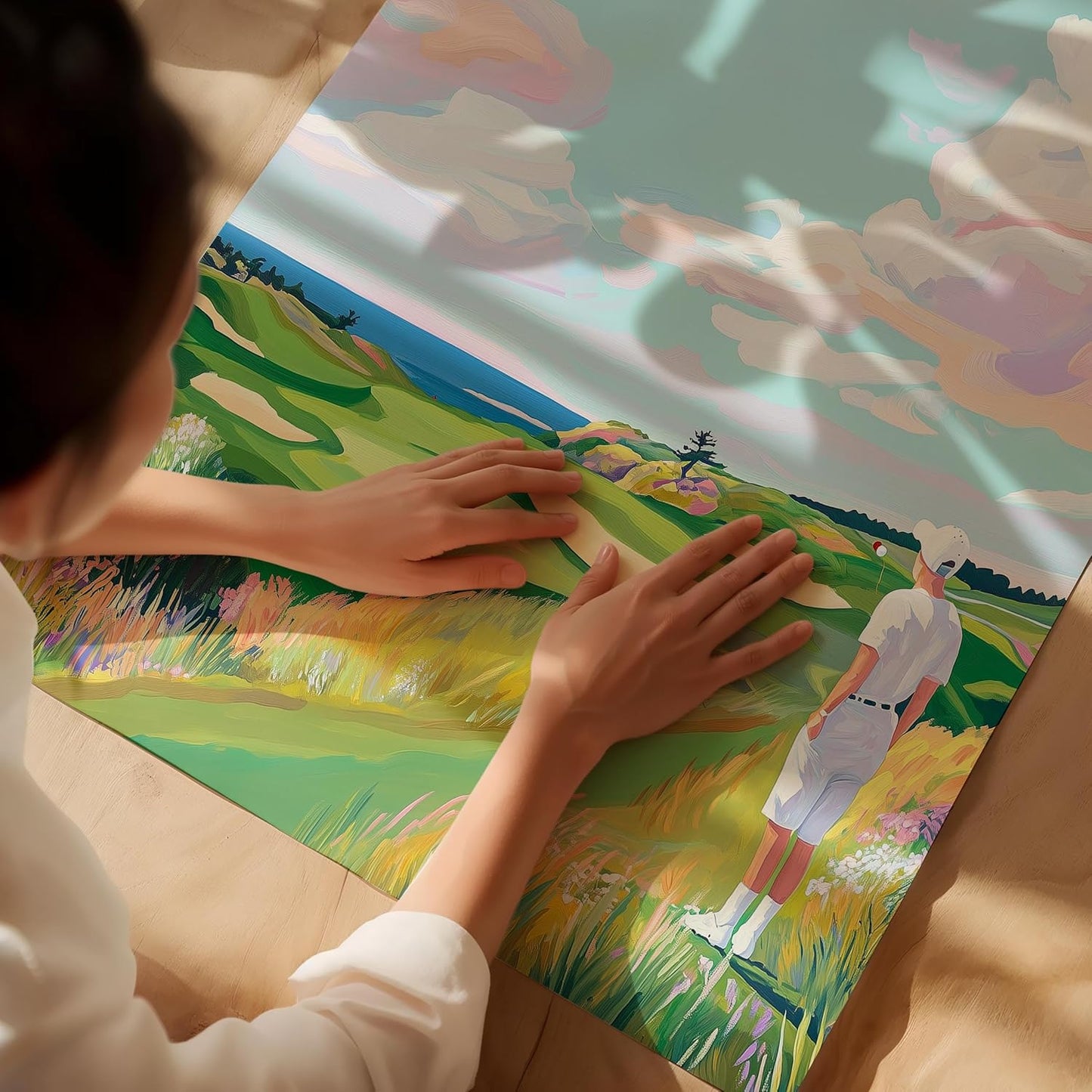 Golf Course Floral Pastel Art Print Posters - Premium Giclee Fine Art Prints - Golf Course Home Decor Posters, Golfer Art Prints for Home and Office Decor - Vintage Aesthetic, Ready to Frame