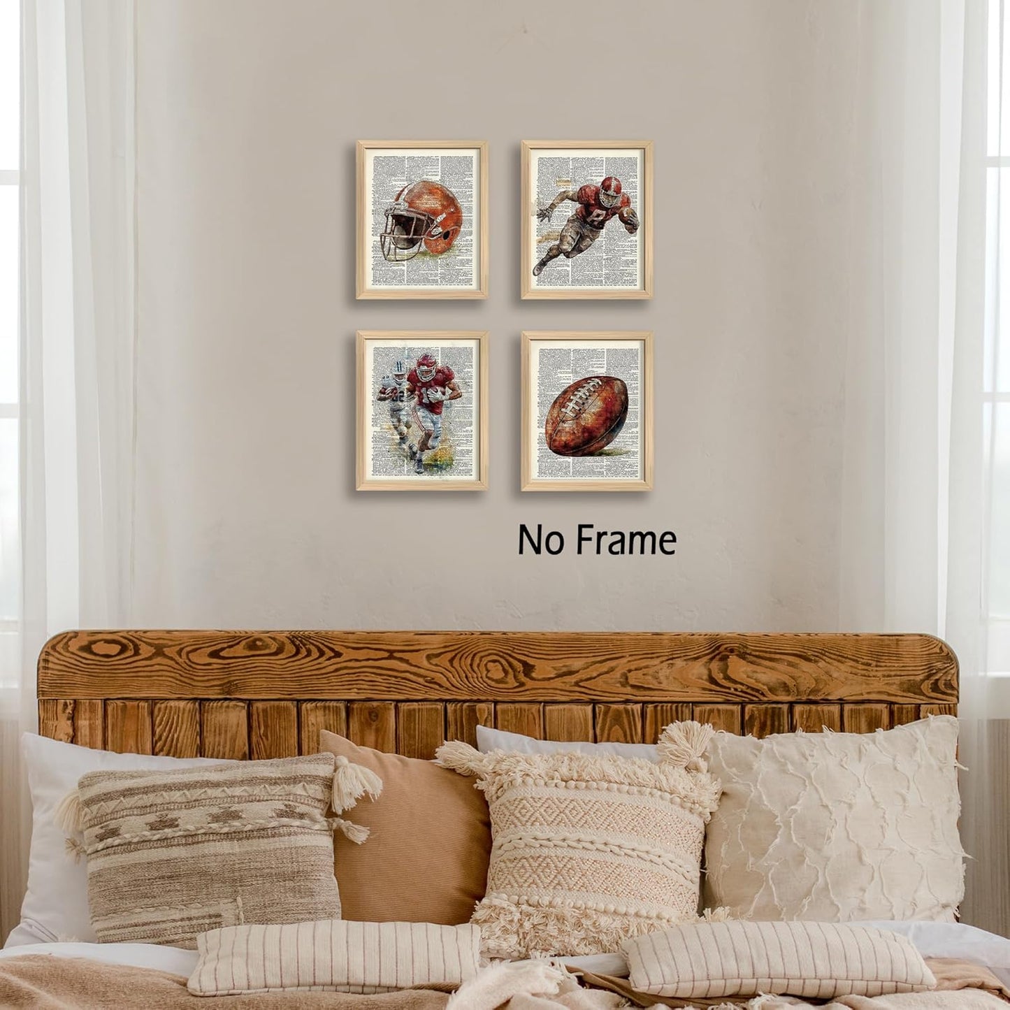 KSDUT Retro Rugby Wall Decor Art Set of 4 - Vintage Artwork Poster Prints Gym Club Wall Decor Rugby Gifts Wall Art for Office Games Sports Room Decorations - 8"x10" Unframed