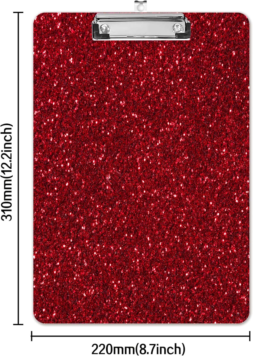 Fashion A4 Clipboard, Standard Letter Size 9" x 12.5", Decorative Wooden Clipboard with Low Profile Metal Clip for Office, School, Teachers, and Students, Red