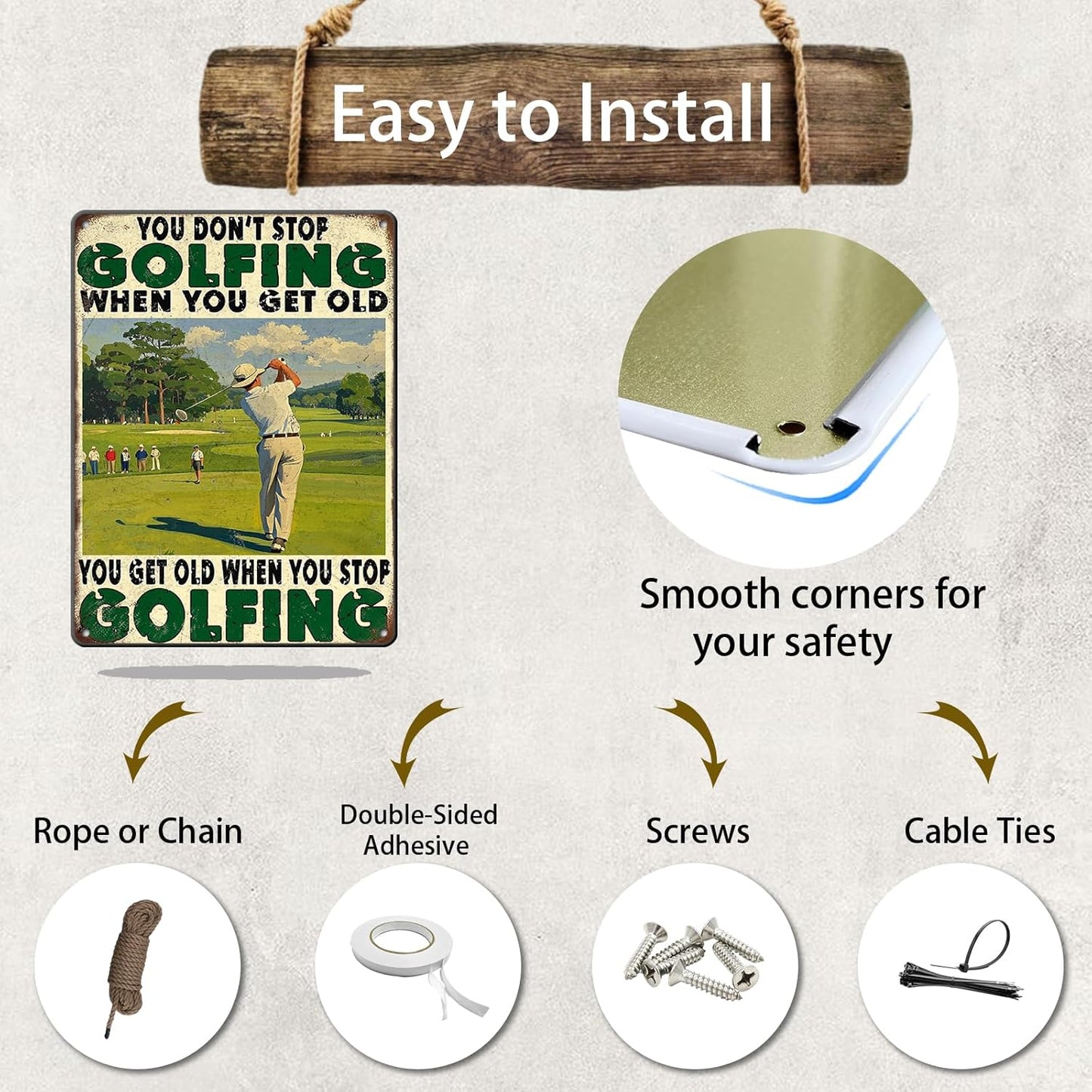 Funny Golf Tin Sign 12x16 Inch Golfing Metal Tin Sign You Get Old When You Stop Golfing Sign Home Kitchen Garden Restaurant Man Cave Wall Decor