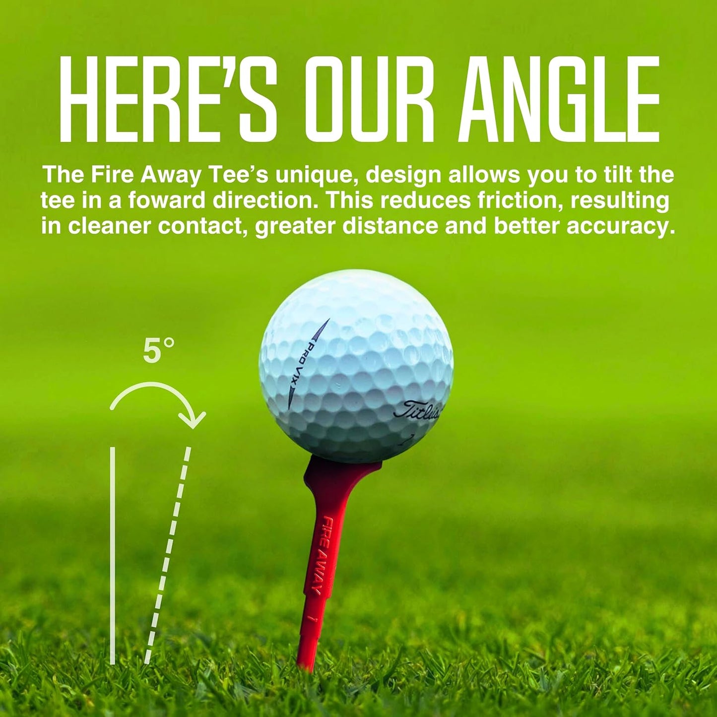 FIRE AWAY Premium Golf Tees, Reduced Ball Spin, Less Friction & Precision Height Markers for Perfect Trajectory, Made of Special Unbreakable Plastic Nylon Blend