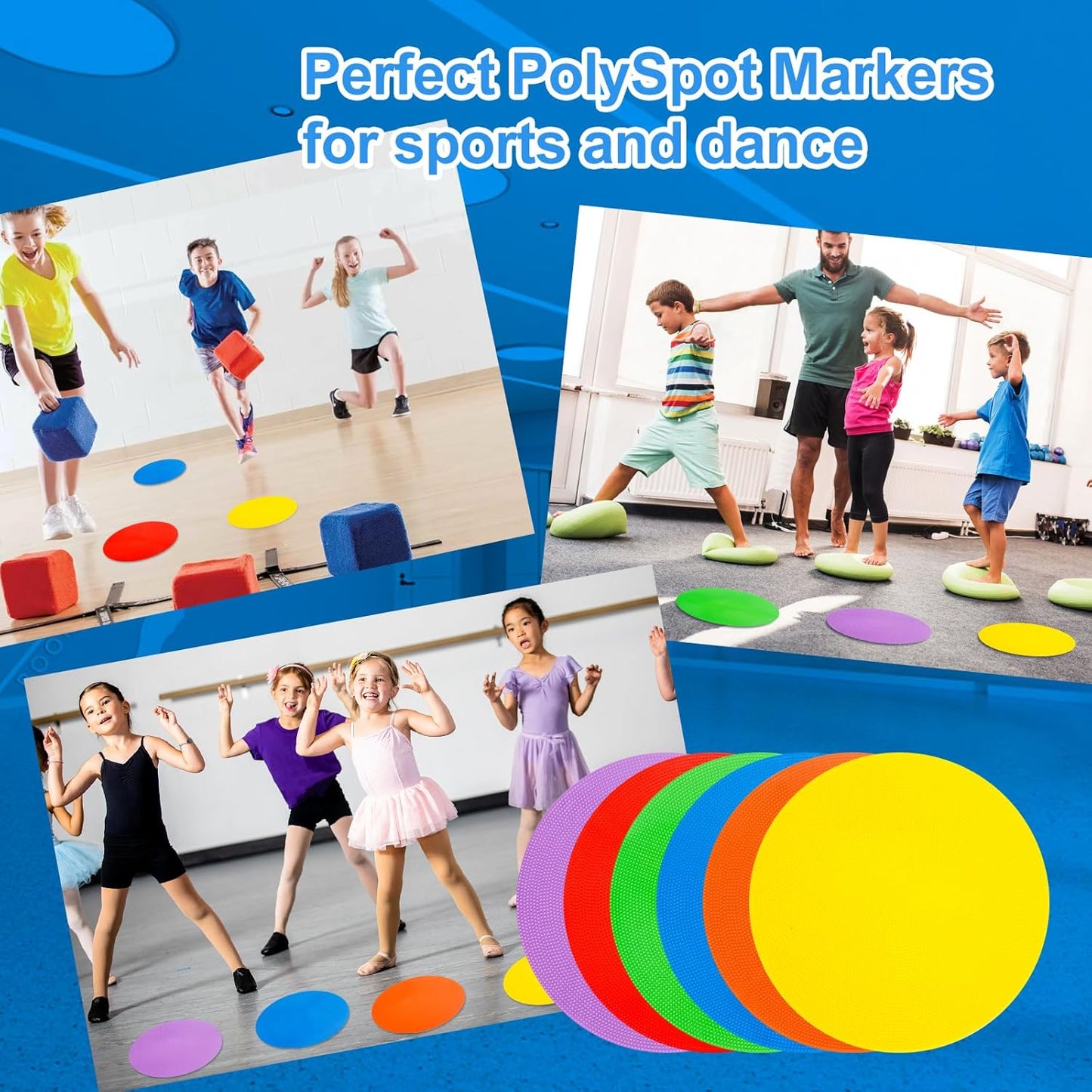 9 inch Spot Markers Flat Field Cones, Non Slip Rubber Agility Markers Flat Field Cones for Soccer Basketball Sports Speed Agility Training （6 pcs）