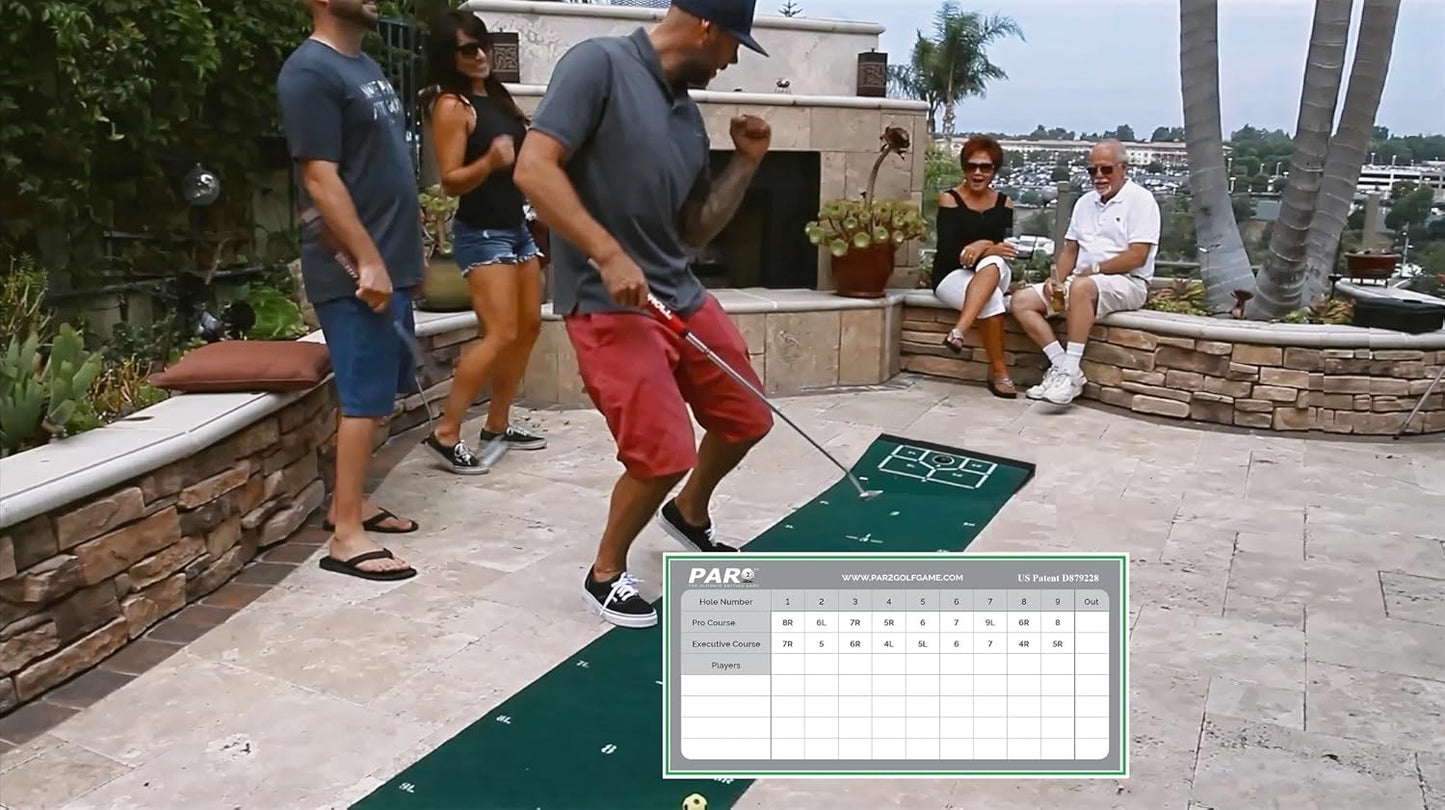 PAR2 - Putting Game and Practice Mat - Play Golf Anytime, Rain or Shine. Play at Home, Office, BBQ or Tailgate Party. Plays Like a Real Round of Golf, Just Have Fun Playing PAR2 to Improve Your Game