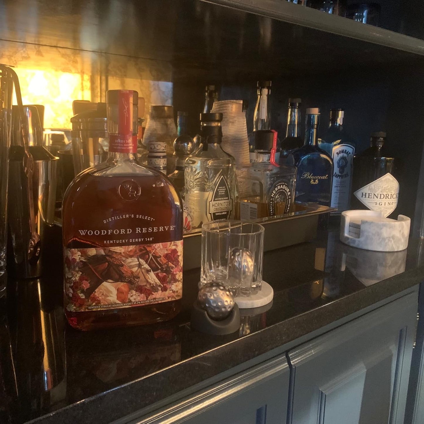 Outset Stainless Steel Whiskey Stone Set, 2 Golf Ball Chillers with Tongs and Storage Bag