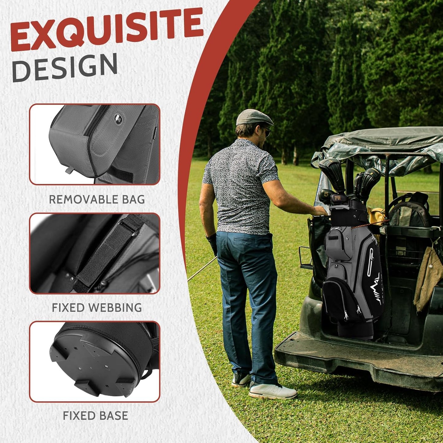 14-Way Golf Cart Bag Pro with Full Length Divider Top, Golf Bag for Men with Handles and Rain Cover