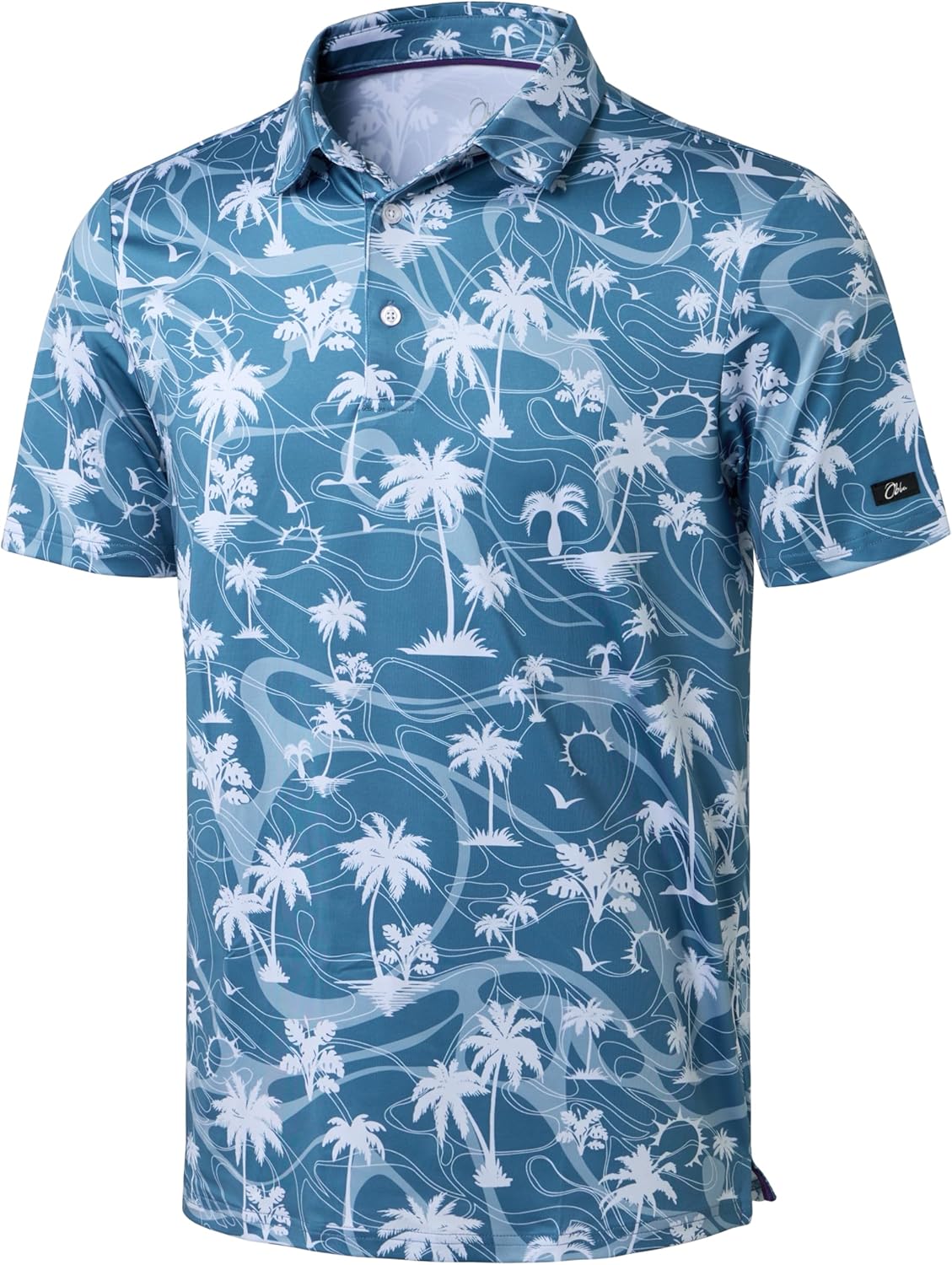 Obla Mens Golf Polo Shirts Short Sleeve Dry Fit Performance Moisture Wicking Casual Print Collared Golf Shirts for Men