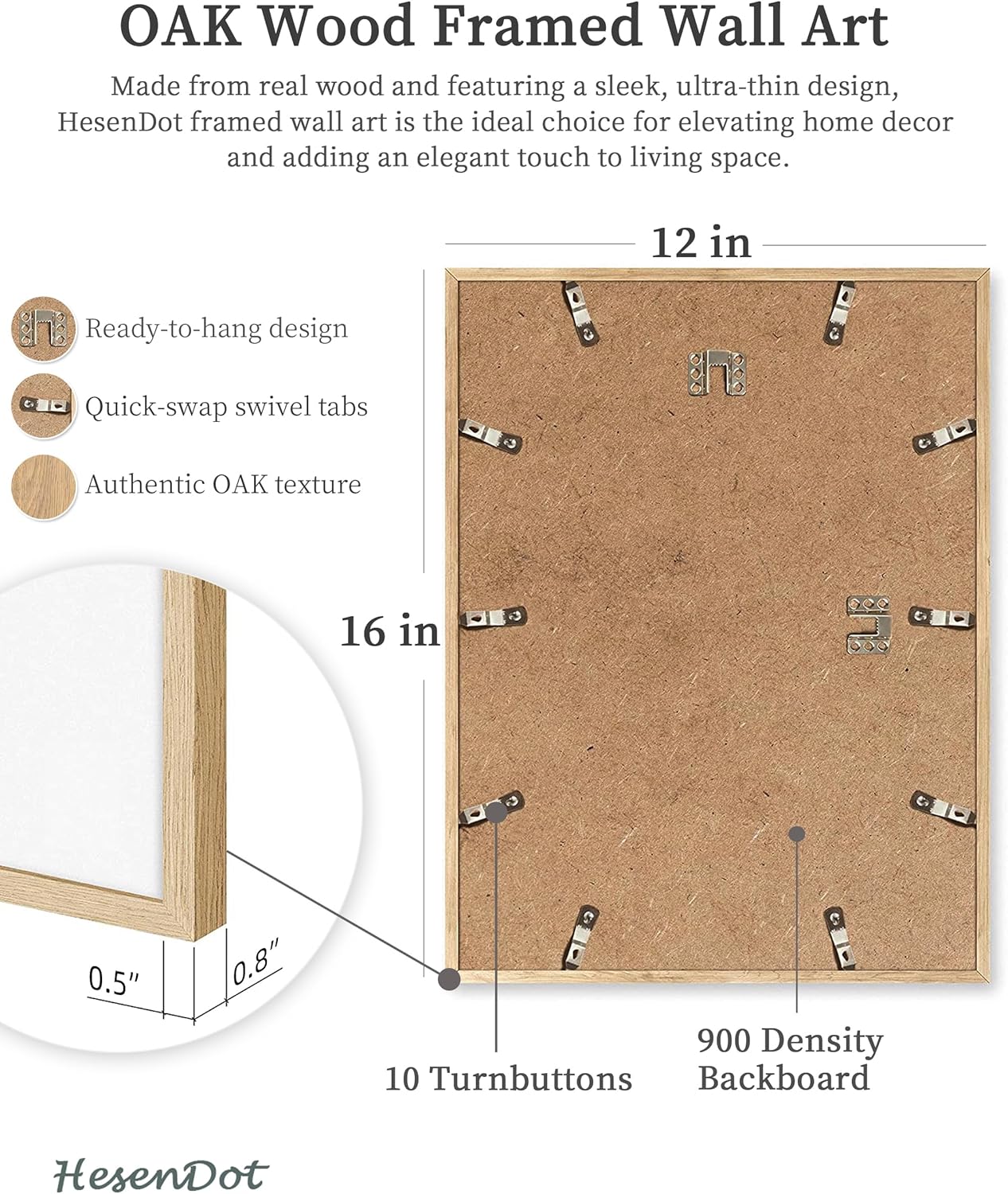 HesenDot Natural OAK Wood Golden Gate Bridge Framed Wall Art,12x16in San Francisco City Skyline Canvas Wall Print,Modern Urban Landmark Wall Decor for Living Room,Bedroom,Office Gallery Gifts Set of 1