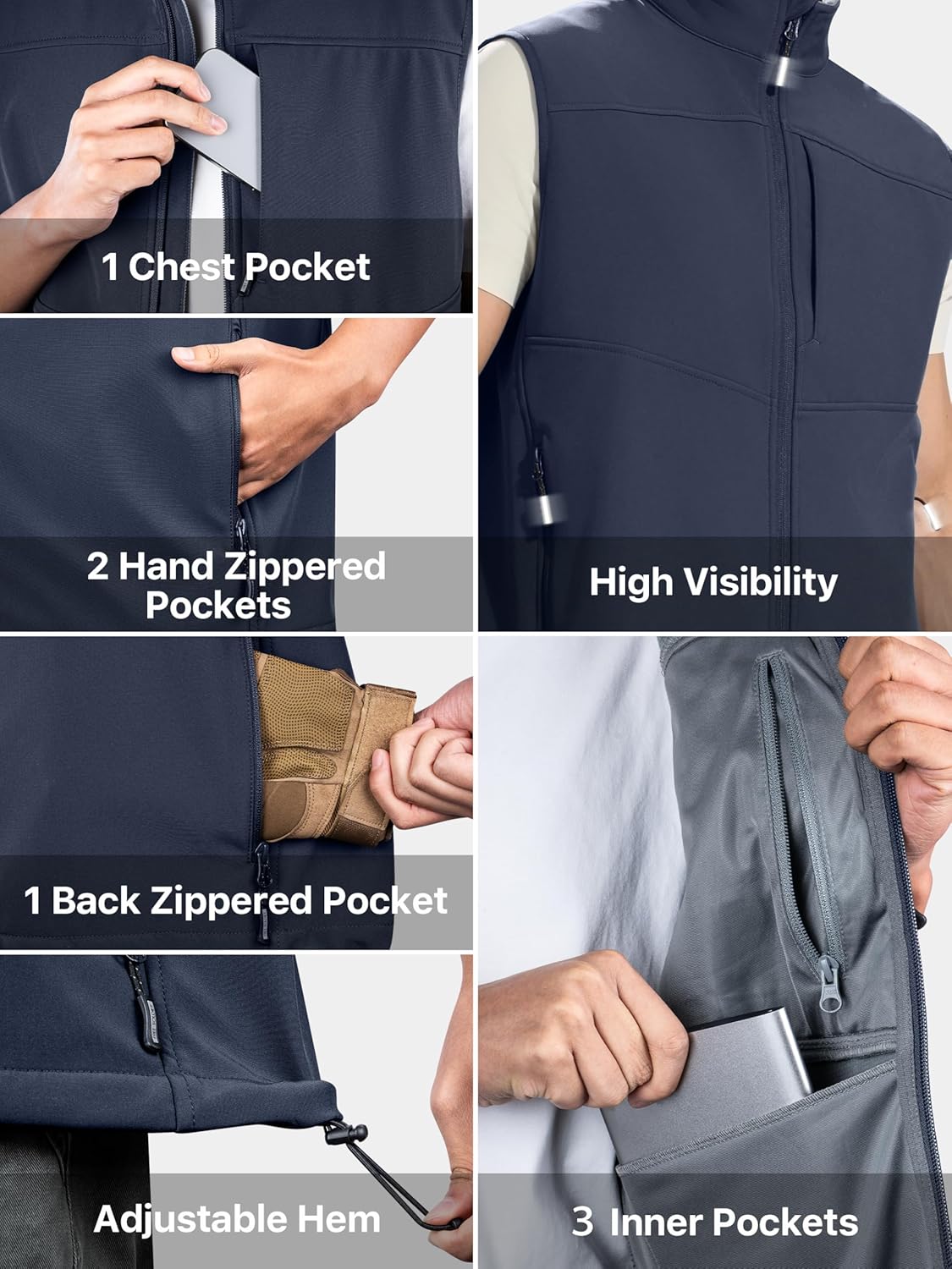 FREE SOLDIER Men's Lightweight Golf Vest Outerwear Windproof Sleeveless Softshell Jacket Running Vest