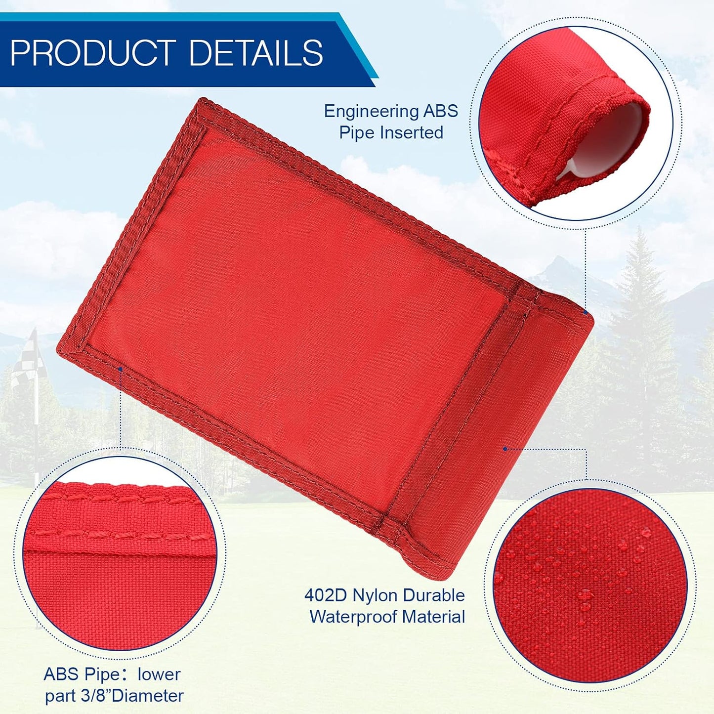 Oudain 6 Pcs Golf Target Flag with Tube Inserted Waterproof Putting Golf Flags 420D Nylon Mini Pin for Yard Indoor Outdoor Backyard Garden Portable, 8 x 6 Inch