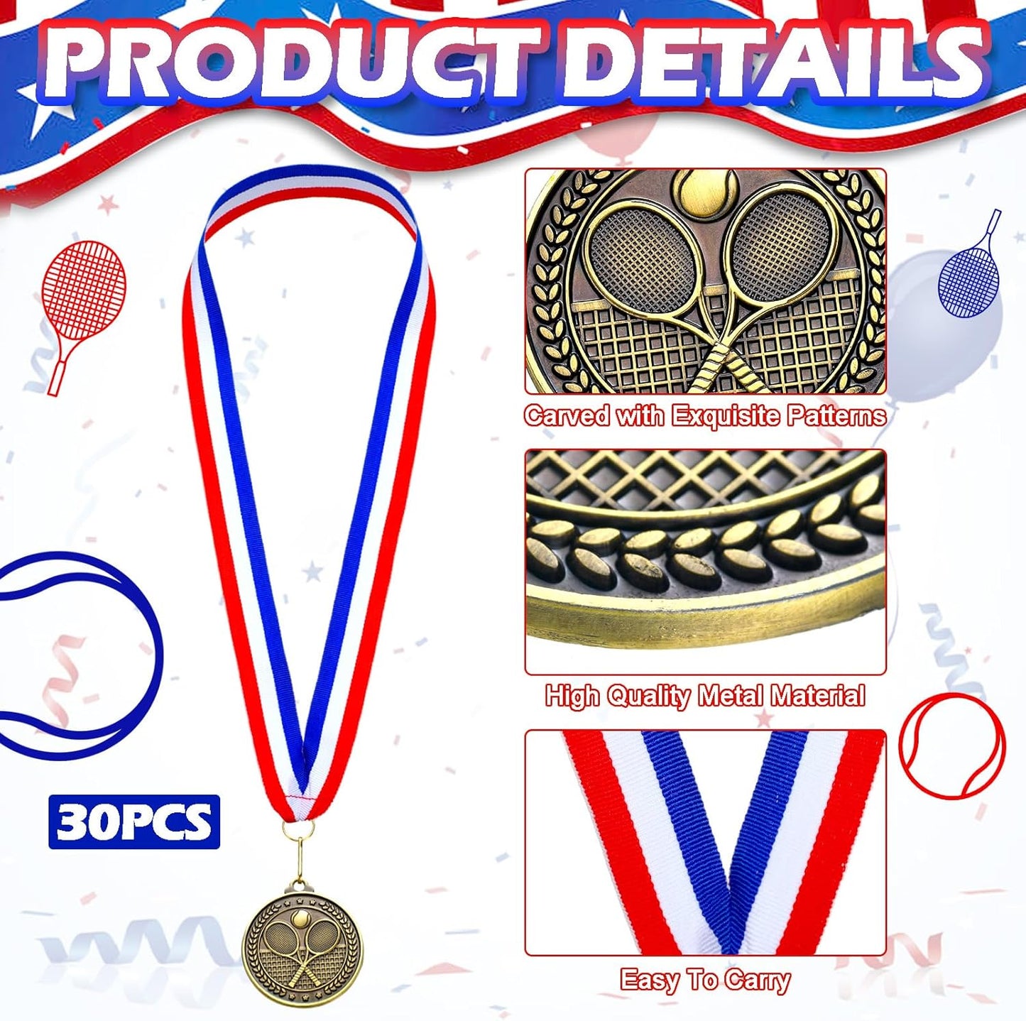 Remuuly 30 Pcs Gold Medals Bulk 2'' Basketball Soccer Baseball Volleyball Football Lacrosse Kickball Cheer Bowling Trophy Medals for Awards for Sports Participation Winner Gift