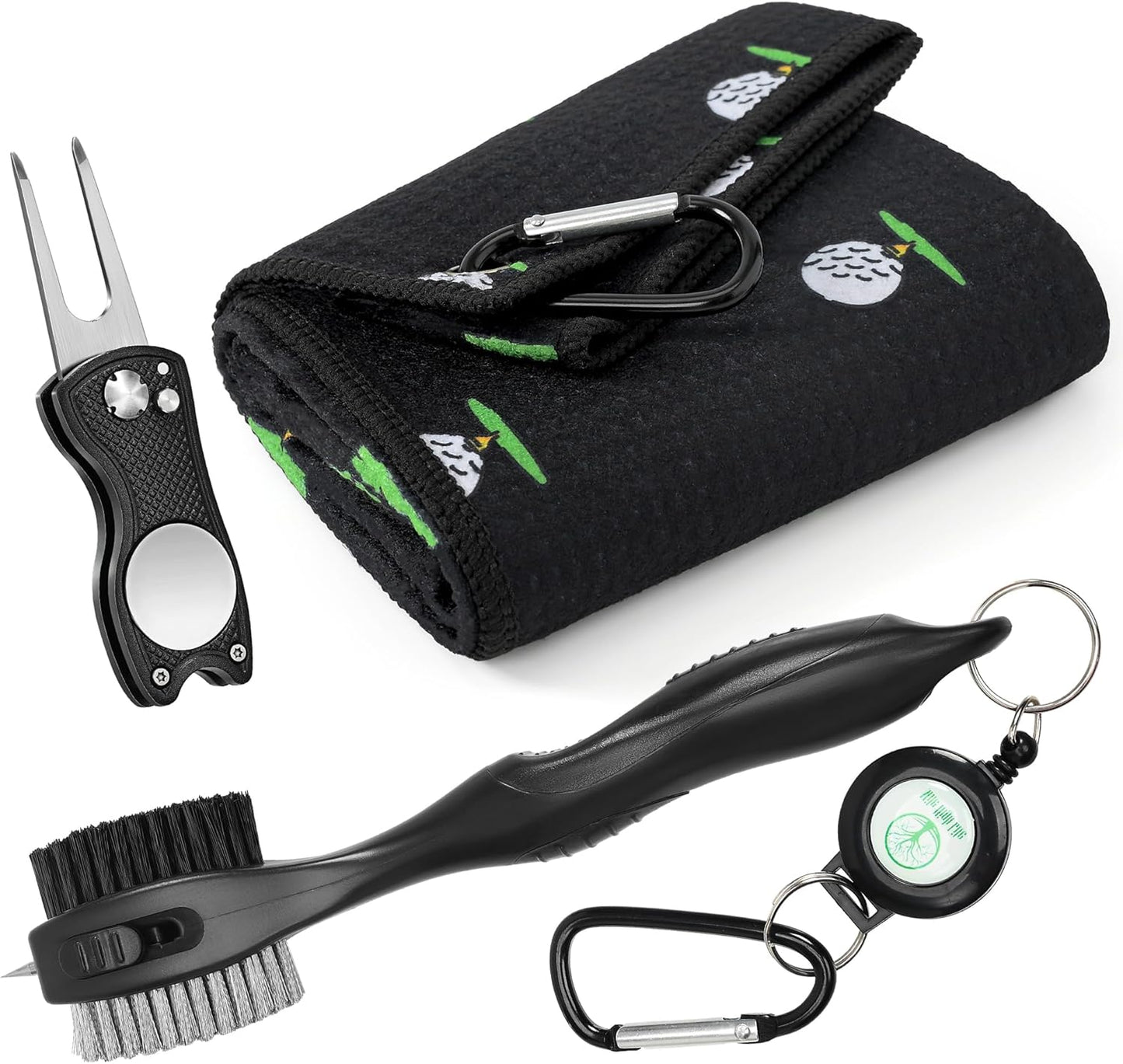 Mile High Life Printed Golf Towel(16"x24"), Brush Tool Kit, Divot Repair Tool, Microfiber Towel，Brush with 2FT Retractable Cord, Repair Tool w Magnetic Golf Ball Marker