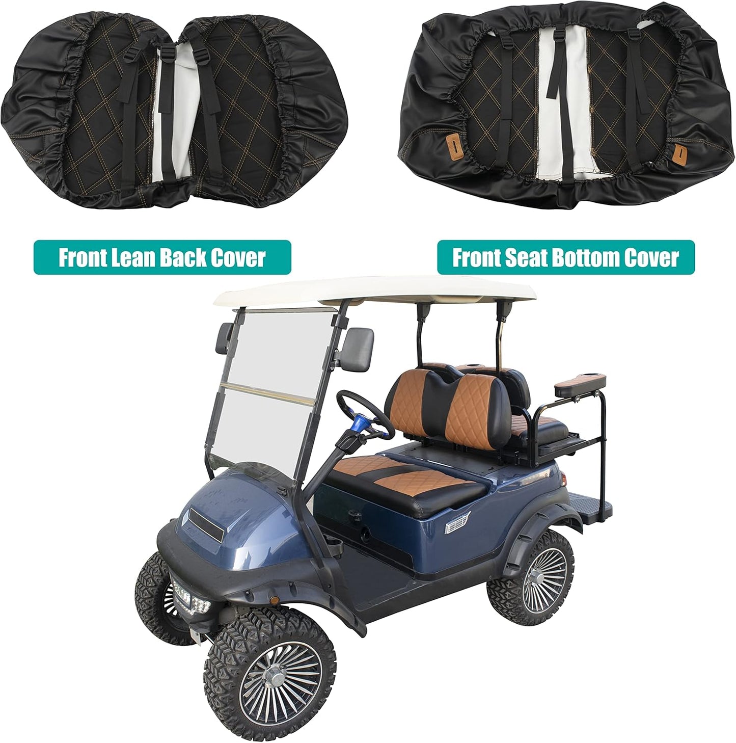 NOKINS Golf Cart Diamond Seat Covers Kit, Fit for Club Car Precedent OEM Standard Front Seat Cushion, Golf Cart Vinyl Seat Cover, No Nails Required
