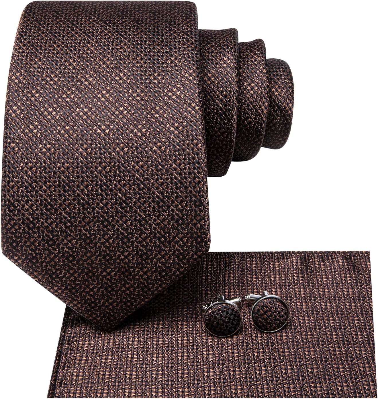Dubulle Mens Paisley Striped Tie WOVEN Necktie for Men and Handkerchief Cufflinks Set Wedding Formal Business